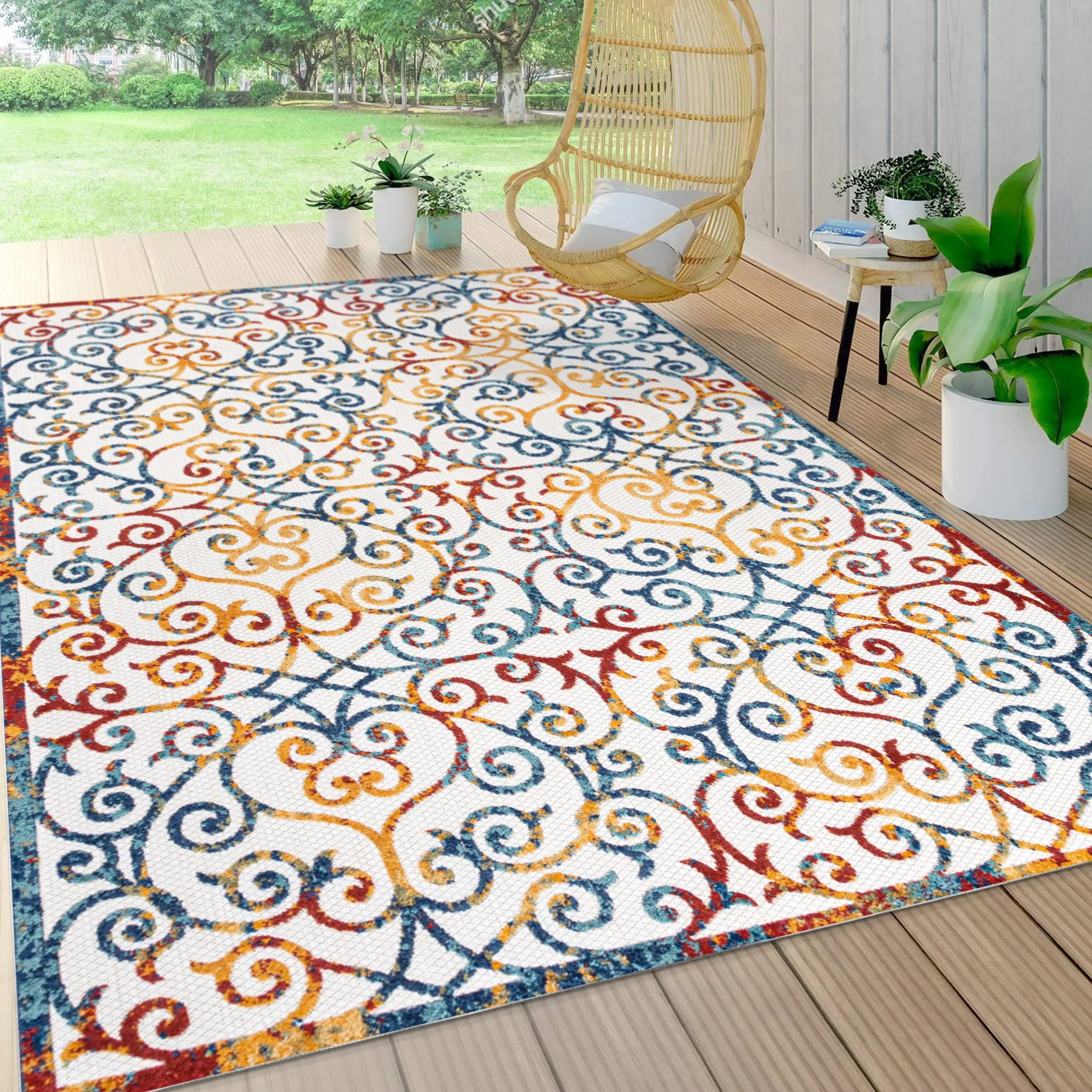 JONATHAN Y Cetara Scroll Trellis Indoor/Outdoor Area Rug