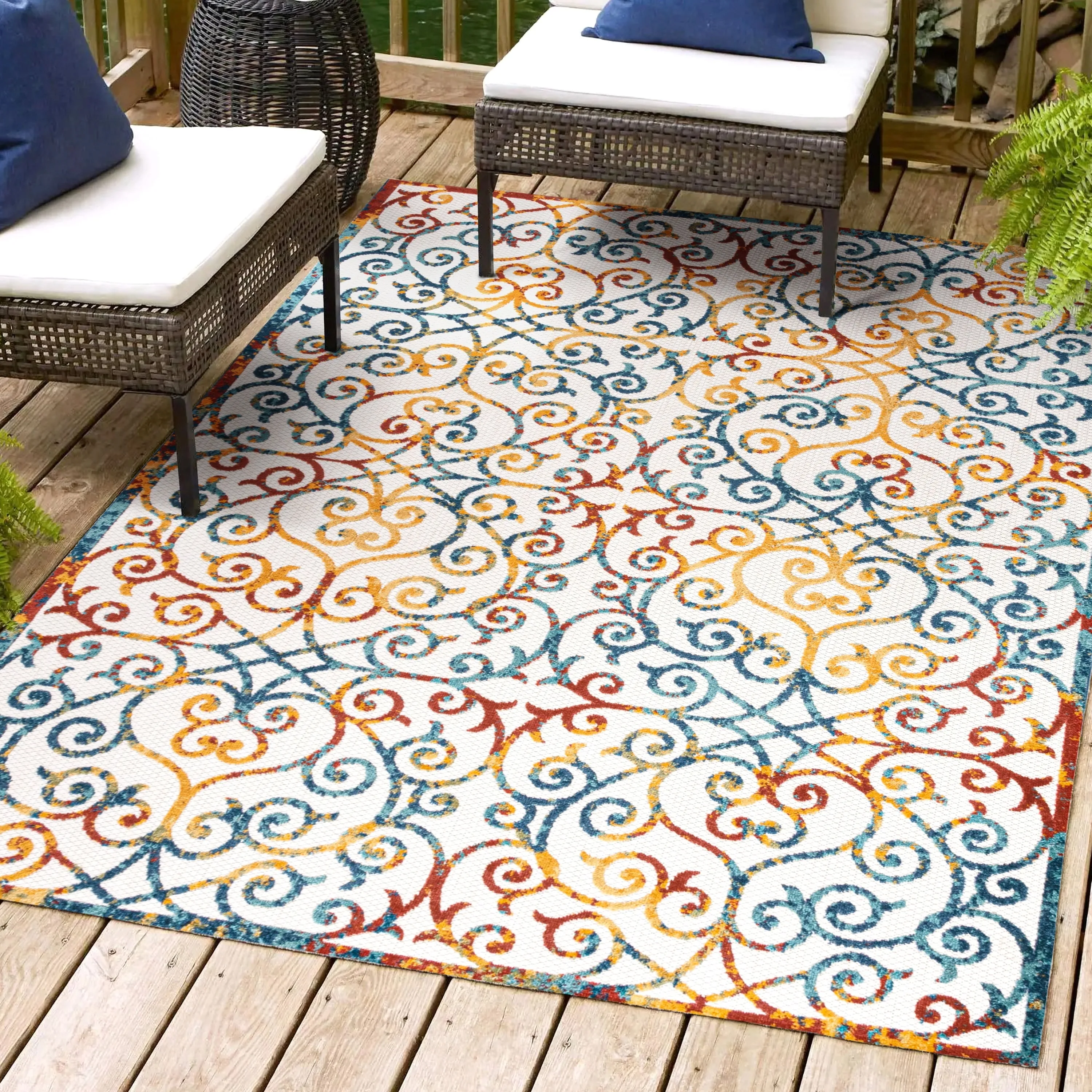 JONATHAN Y Cetara Scroll Trellis Indoor/Outdoor Area Rug