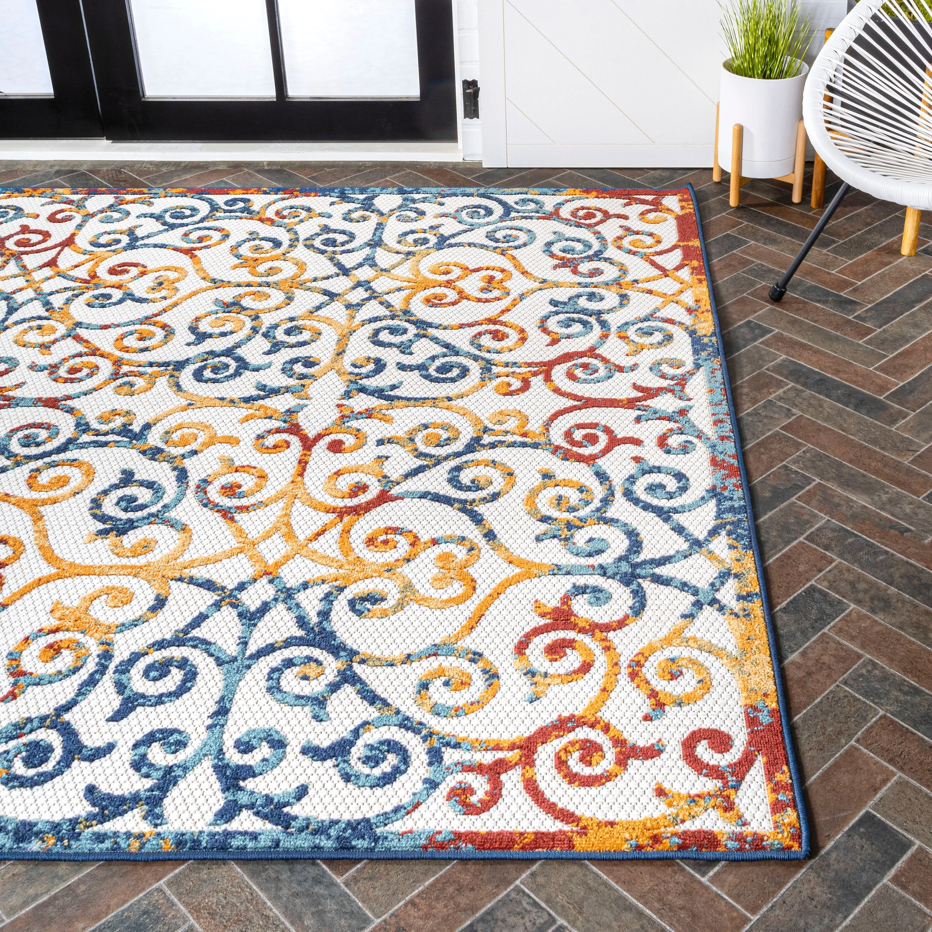 JONATHAN Y Cetara Scroll Trellis Indoor/Outdoor Area Rug