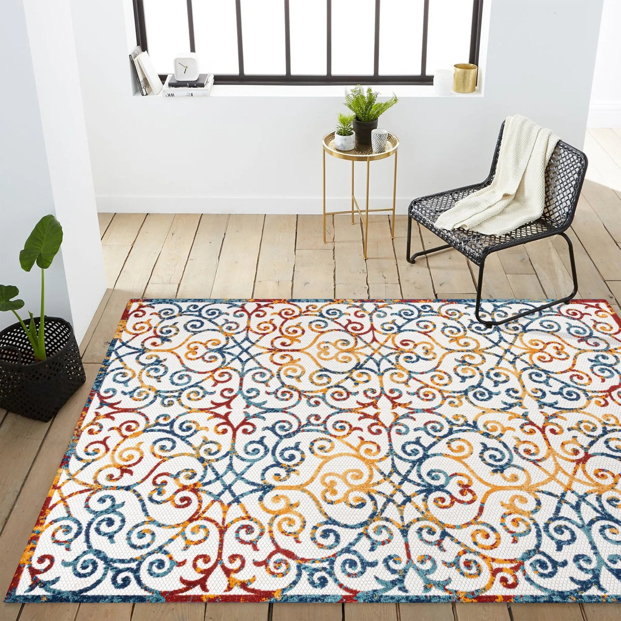 JONATHAN Y Cetara Scroll Trellis Indoor/Outdoor Area Rug