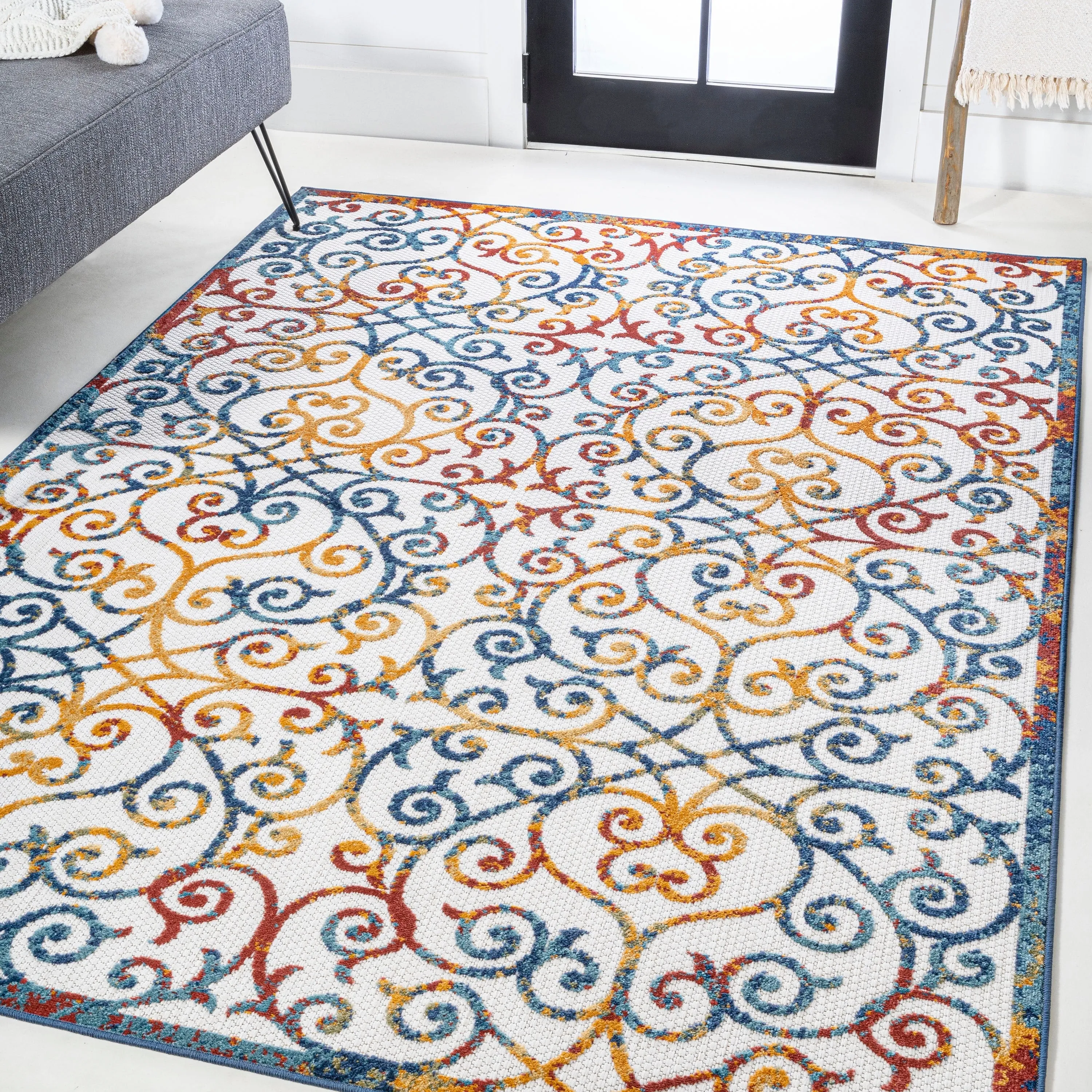 JONATHAN Y Cetara Scroll Trellis Indoor/Outdoor Area Rug