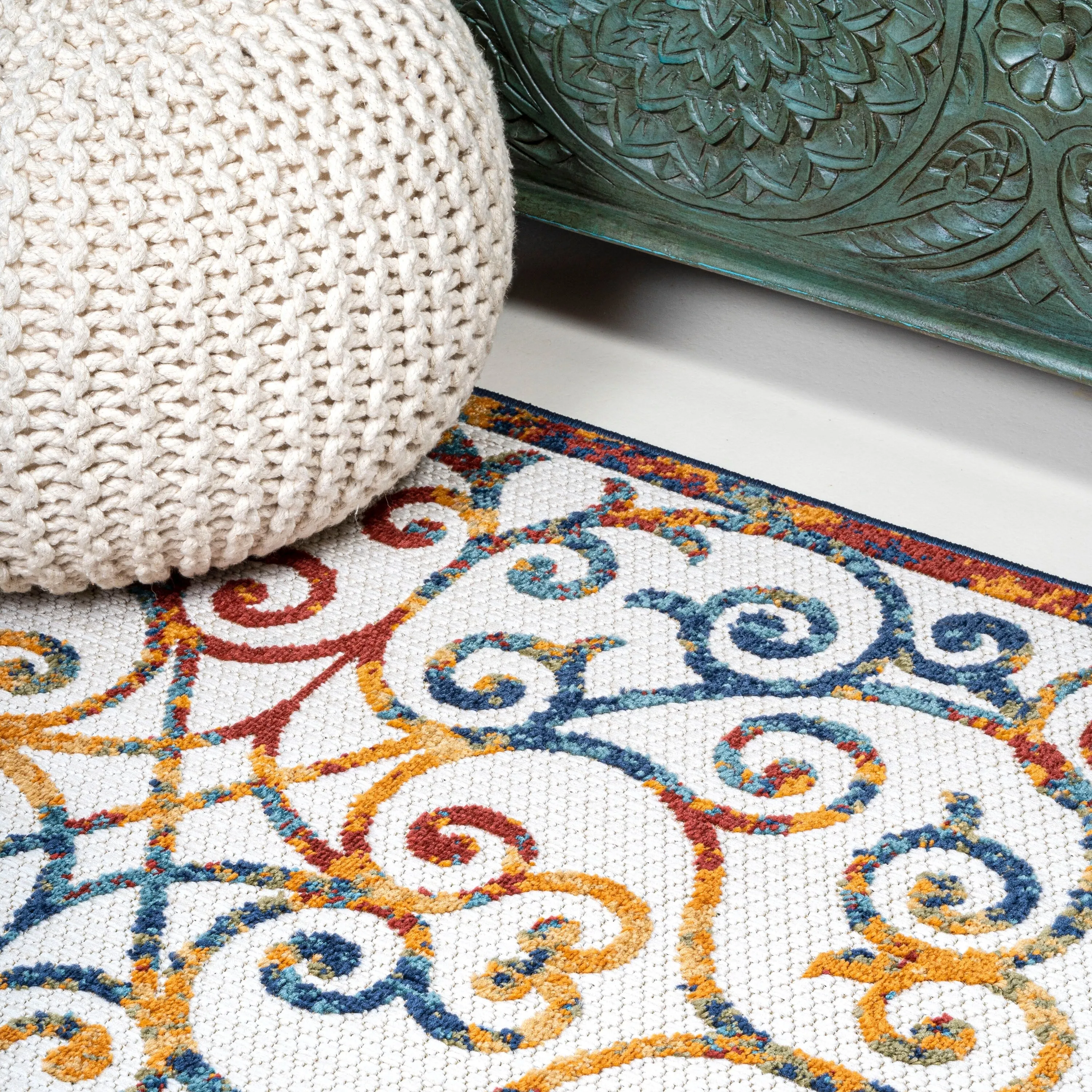 JONATHAN Y Cetara Scroll Trellis Indoor/Outdoor Area Rug