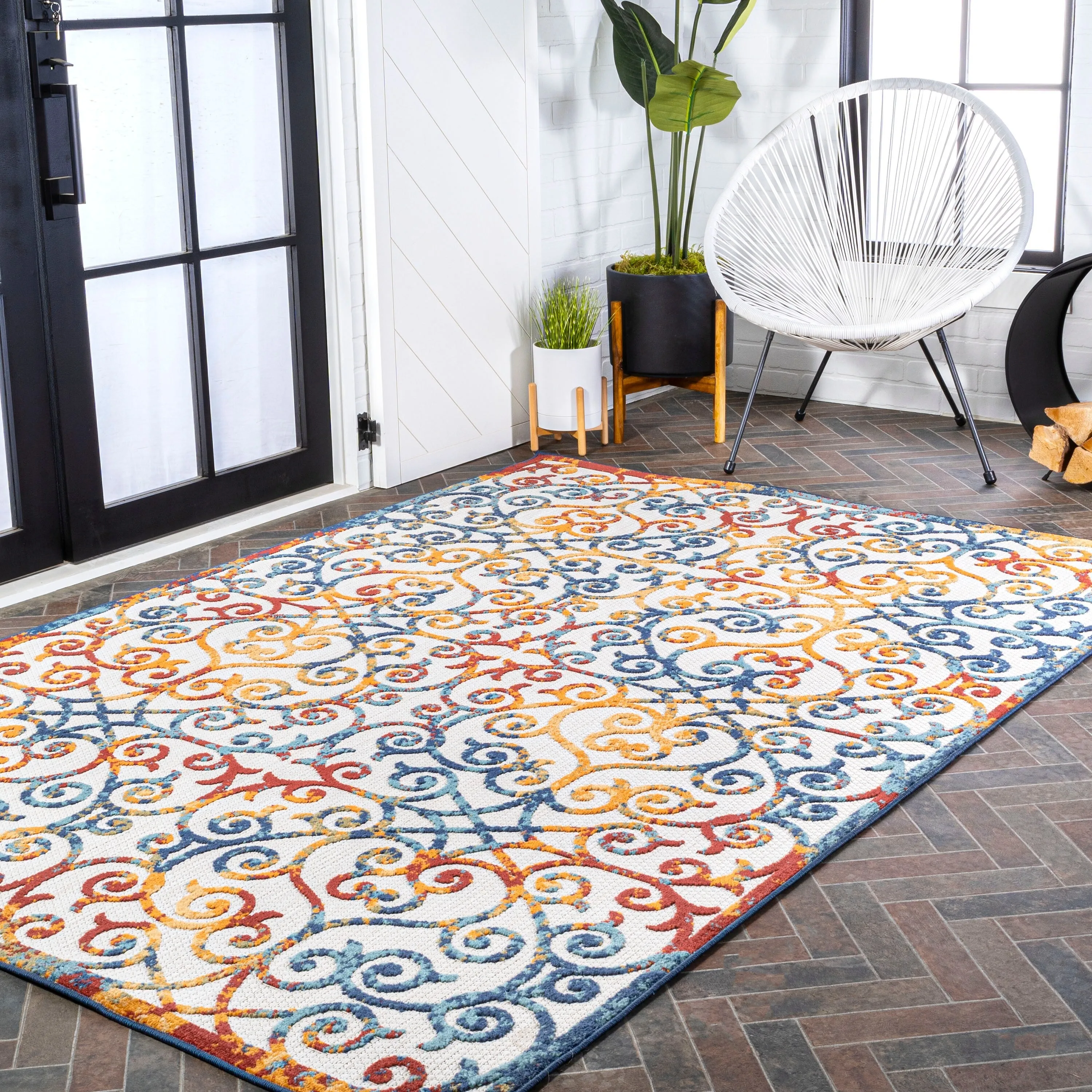JONATHAN Y Cetara Scroll Trellis Indoor/Outdoor Area Rug