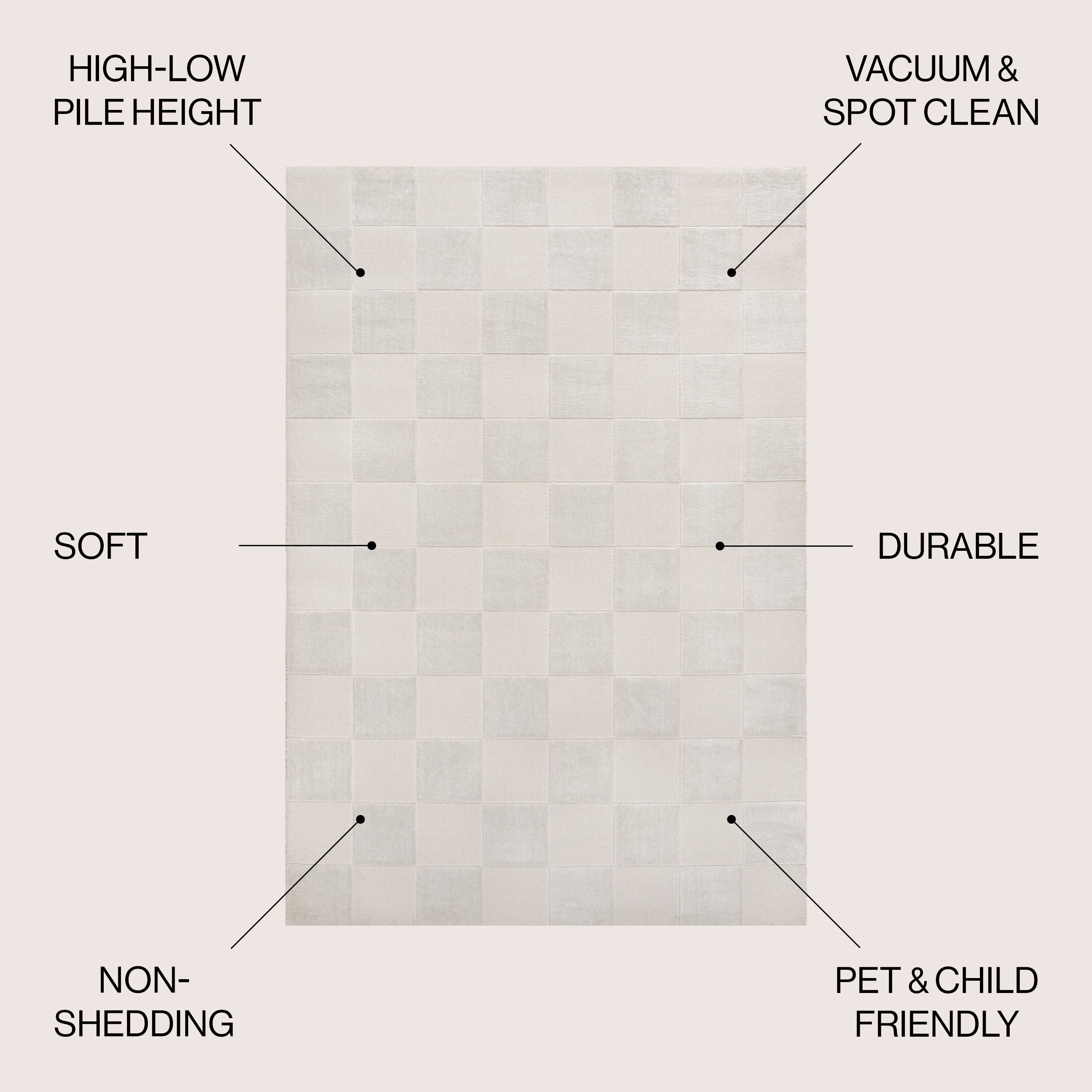 JONATHAN Y Helena Modern Geometric Checkerboard High-Low Area Rug