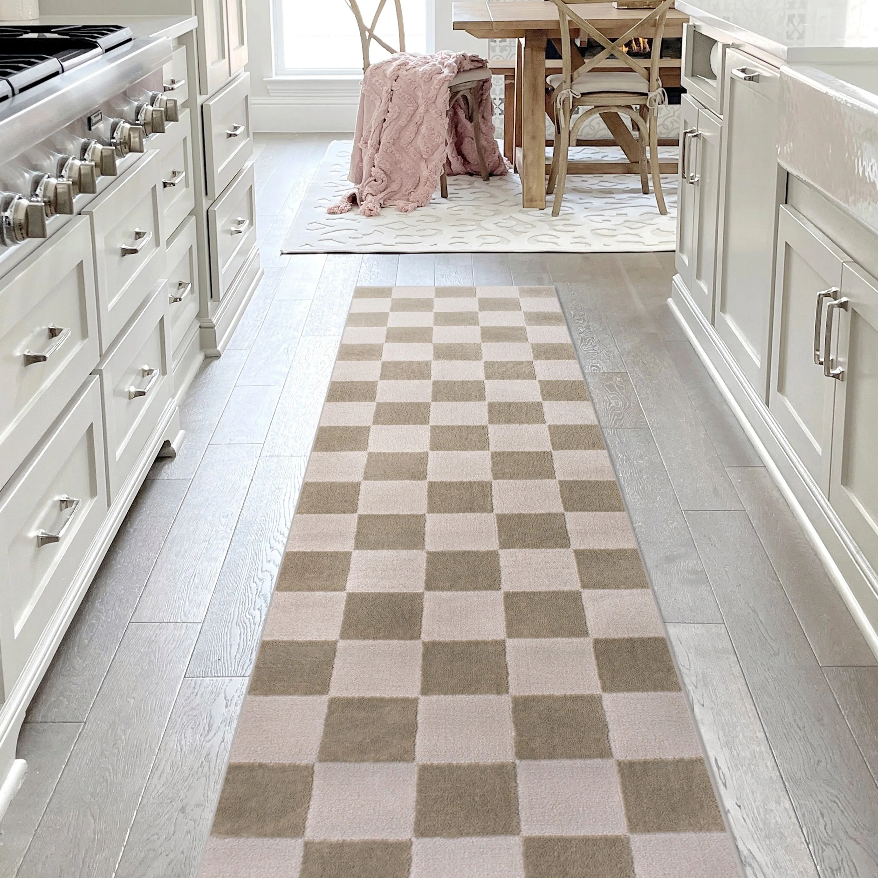 JONATHAN Y Helena Modern Geometric Checkerboard High-Low Area Rug