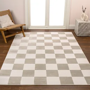 JONATHAN Y Helena Modern Geometric Checkerboard High-Low Area Rug