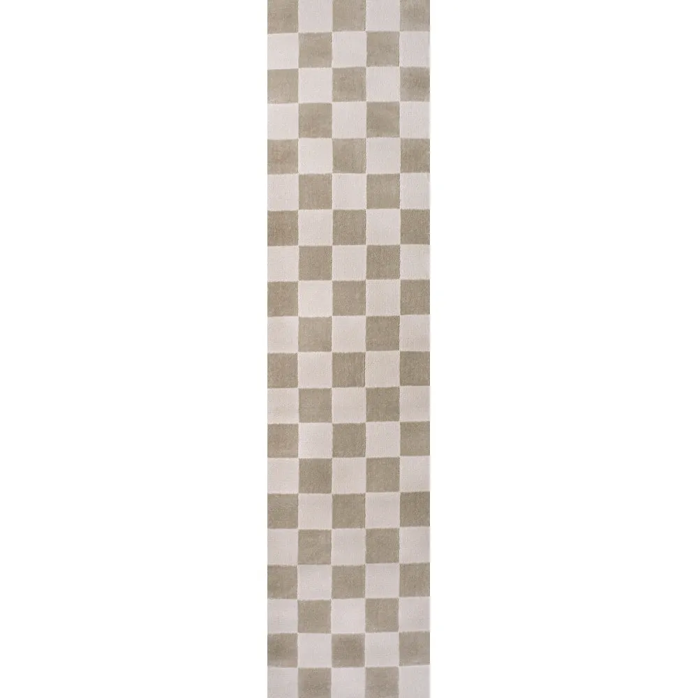 JONATHAN Y Helena Modern Geometric Checkerboard High-Low Area Rug