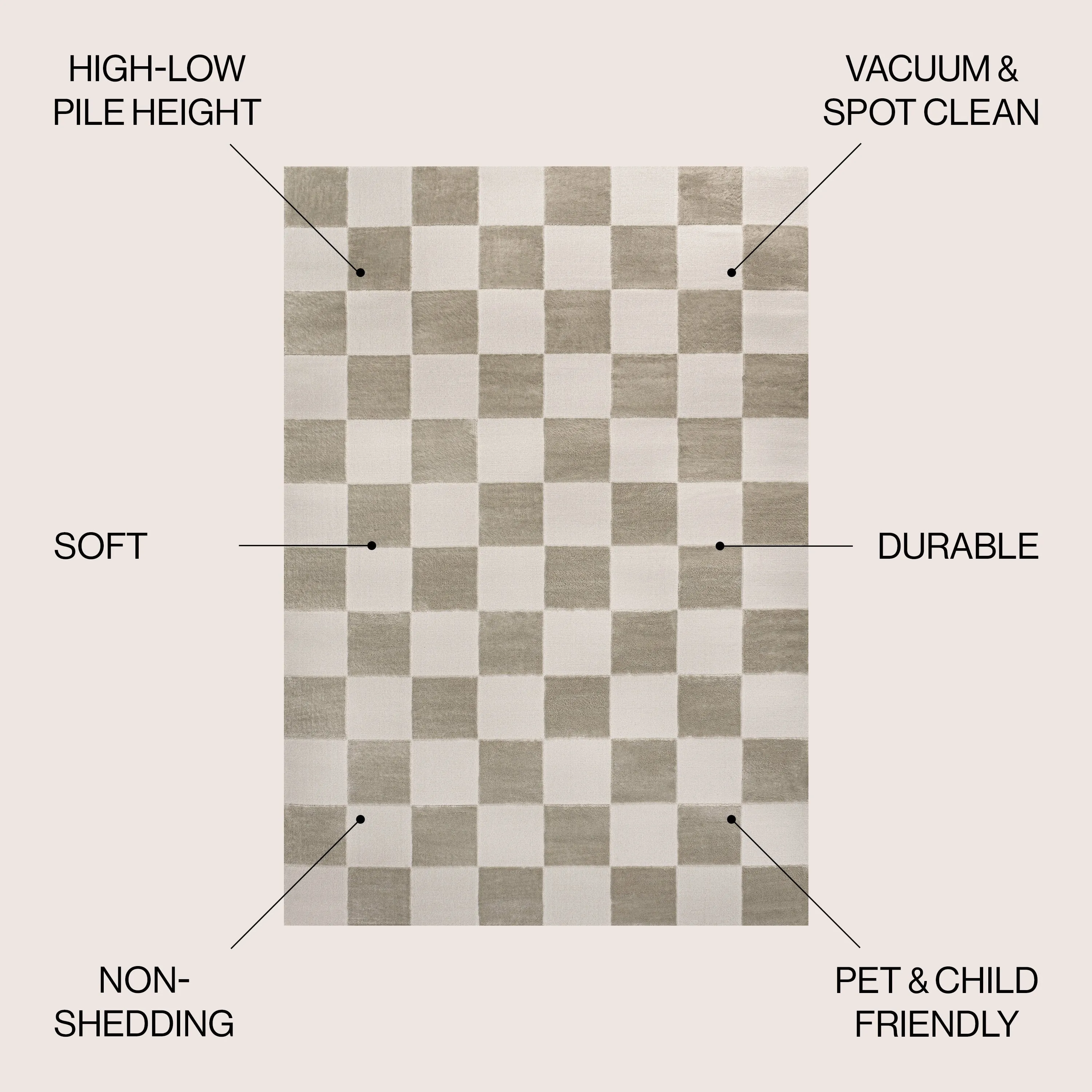 JONATHAN Y Helena Modern Geometric Checkerboard High-Low Area Rug