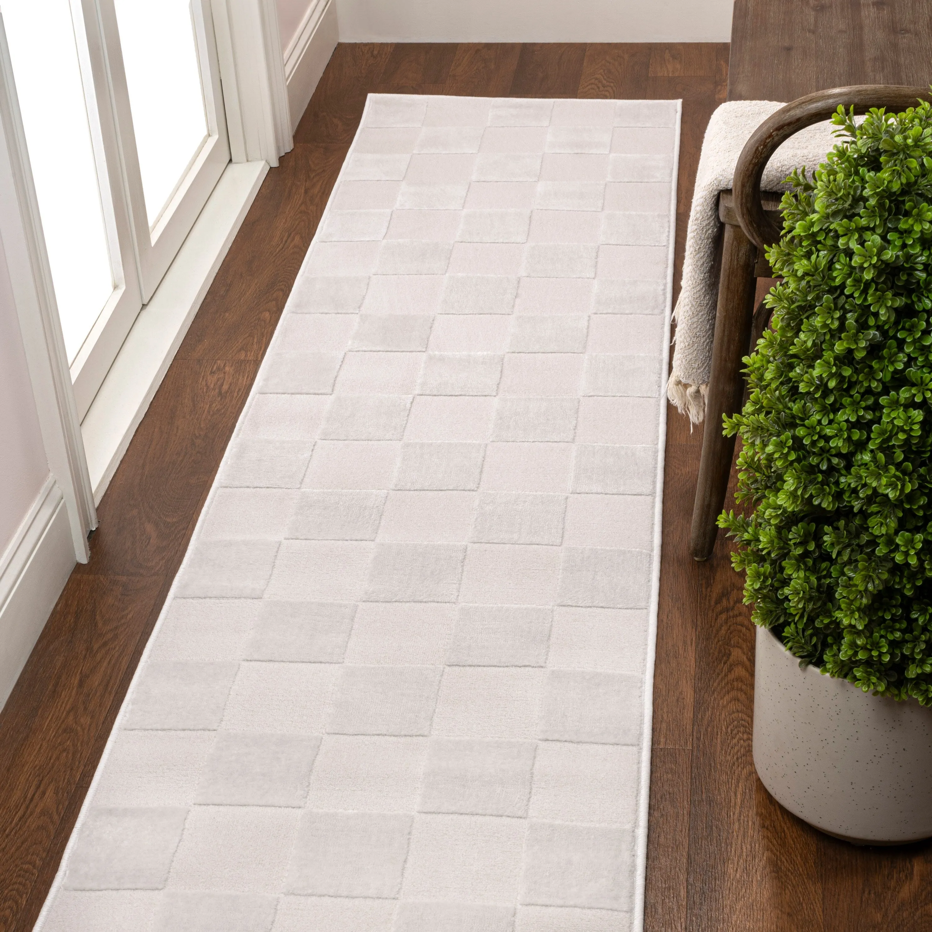 JONATHAN Y Helena Modern Geometric Checkerboard High-Low Area Rug
