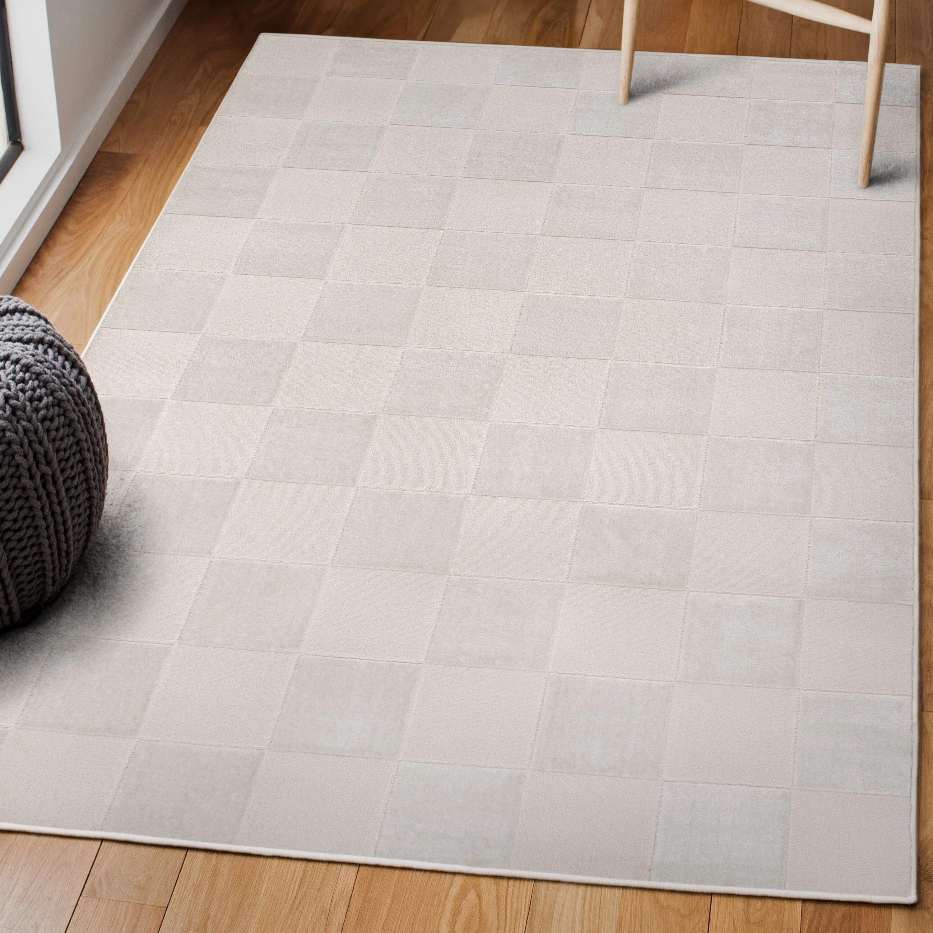 JONATHAN Y Helena Modern Geometric Checkerboard High-Low Area Rug