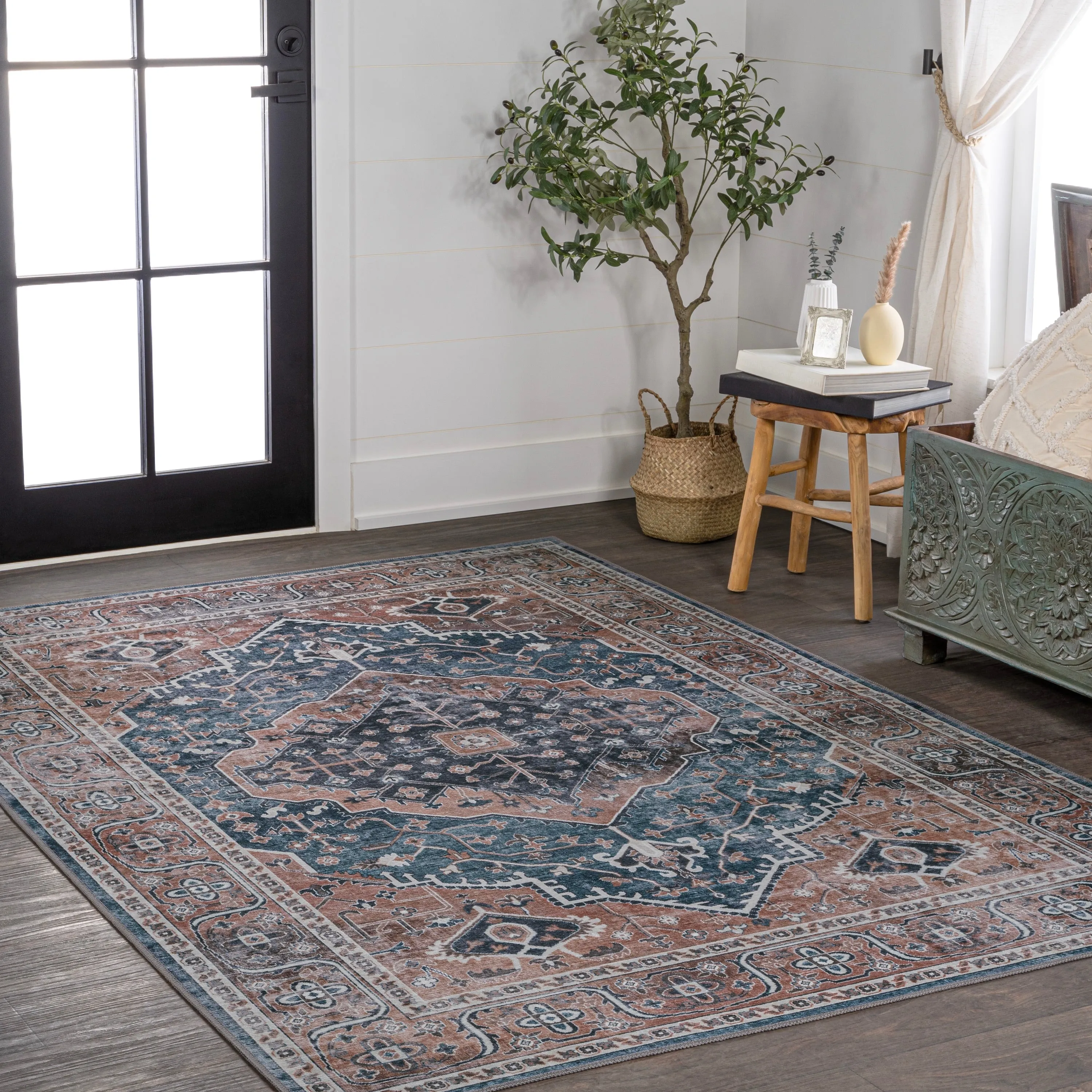 JONATHAN Y Kemer Ogee Medallion Machine Washable Area Rug