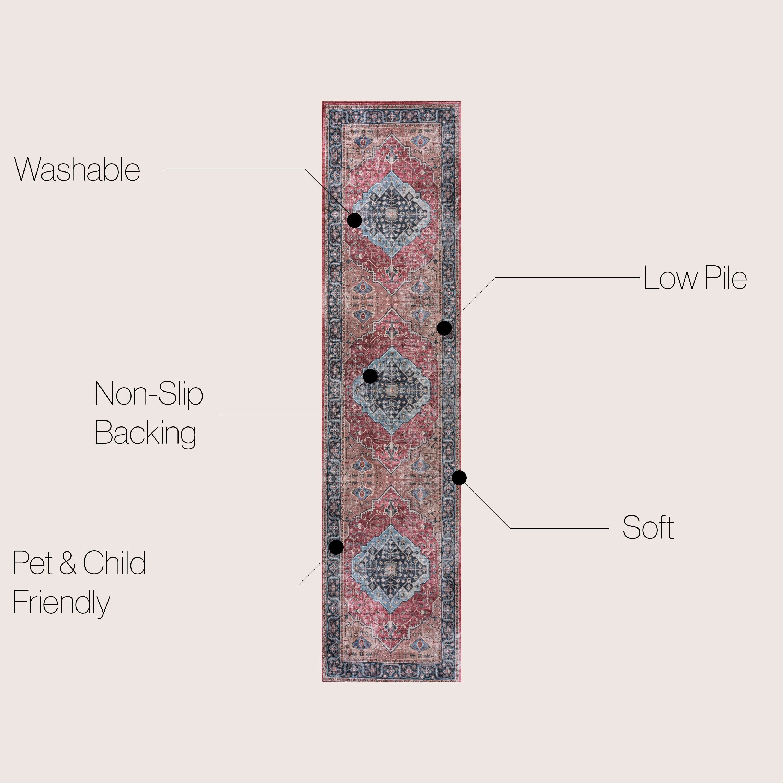 JONATHAN Y Kemer Ogee Medallion Machine Washable Area Rug