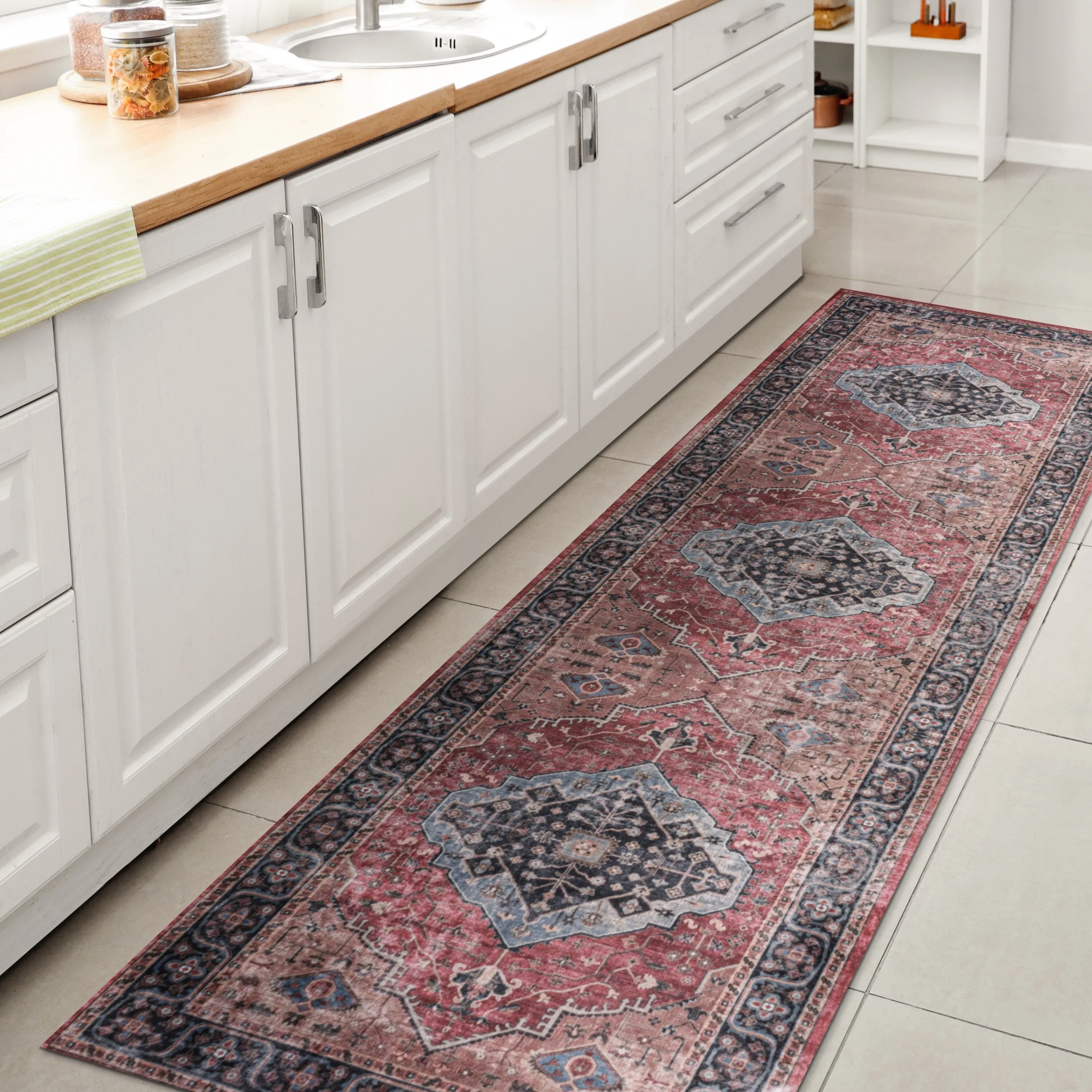 JONATHAN Y Kemer Ogee Medallion Machine Washable Area Rug