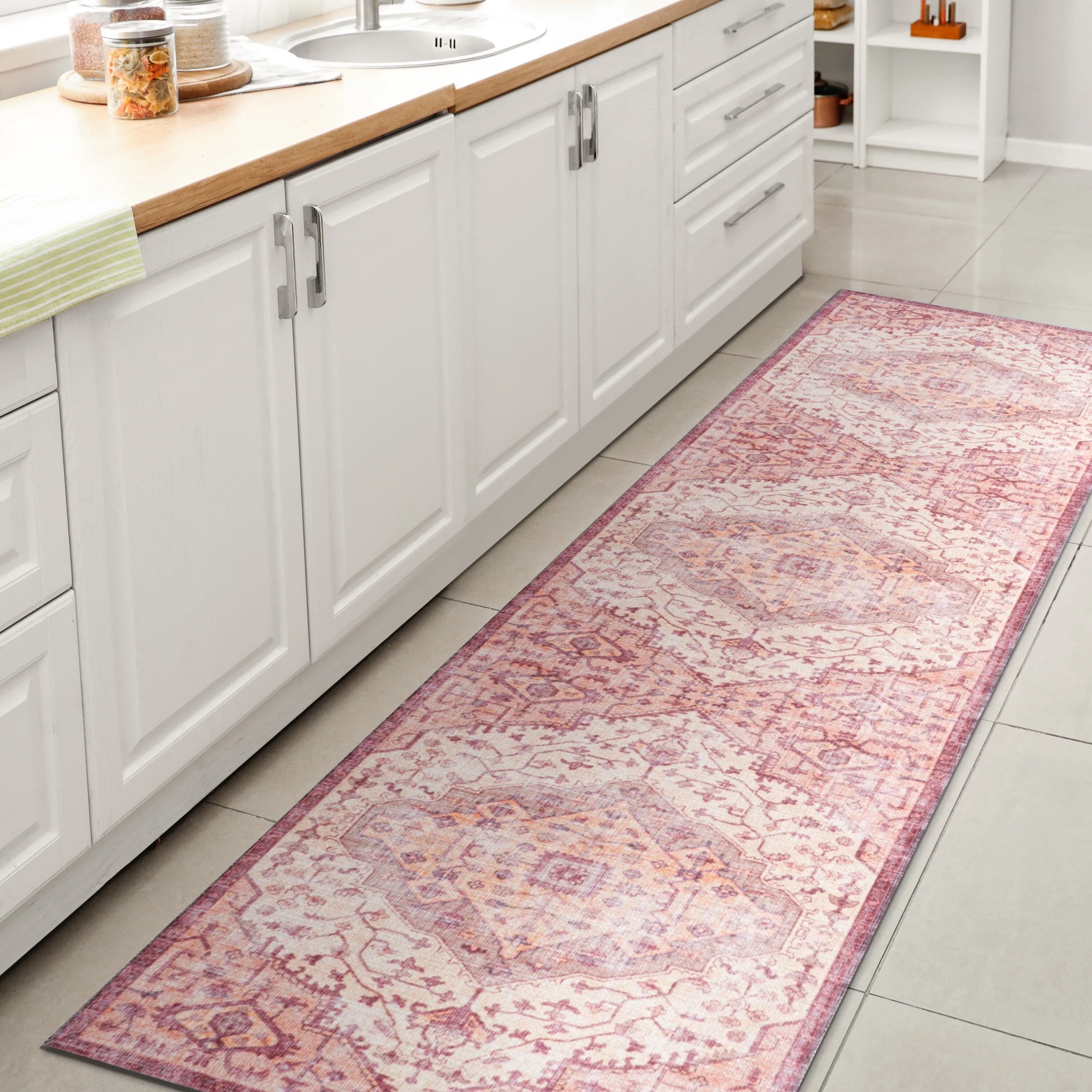 JONATHAN Y Kemer Ogee Medallion Machine Washable Area Rug