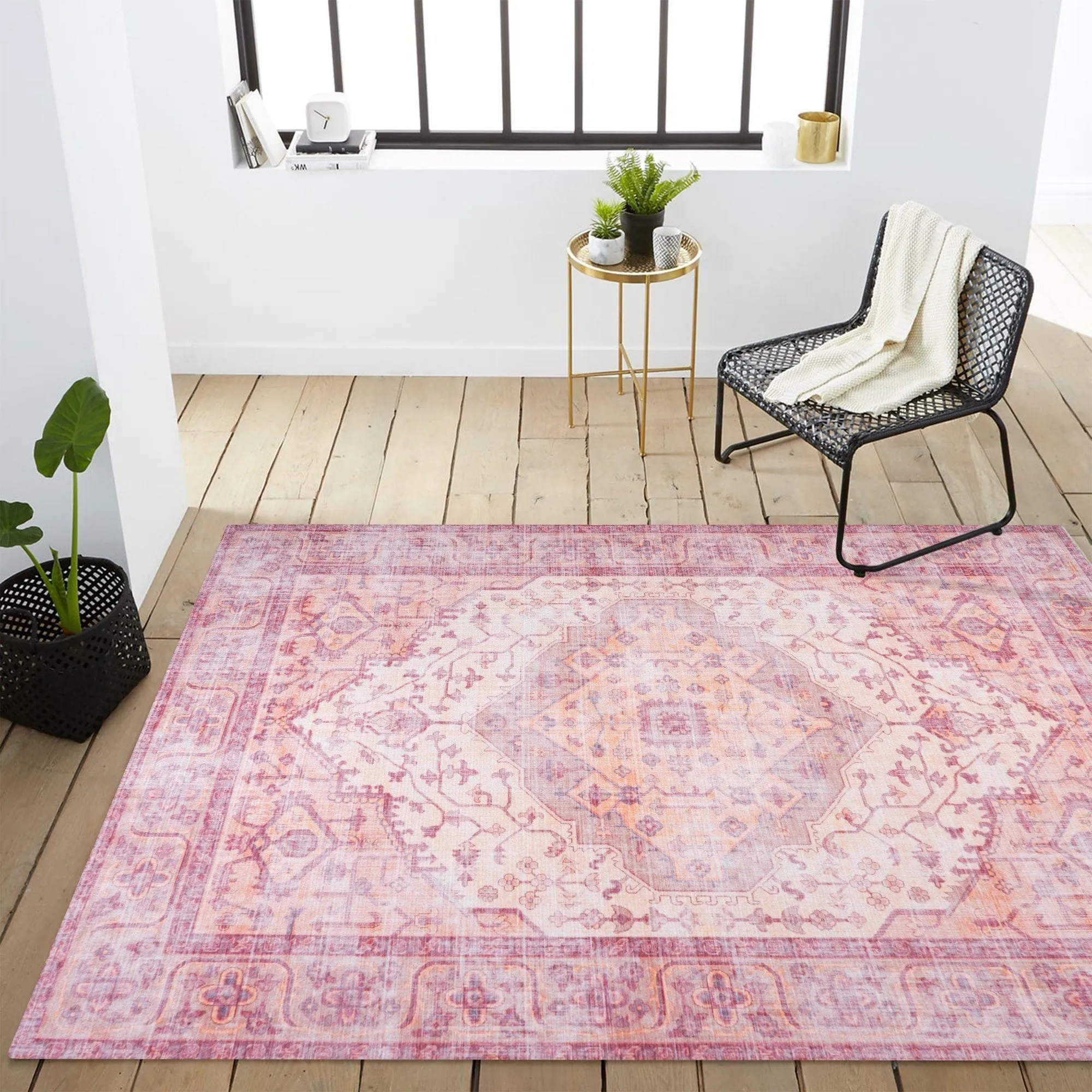 JONATHAN Y Kemer Ogee Medallion Machine Washable Area Rug