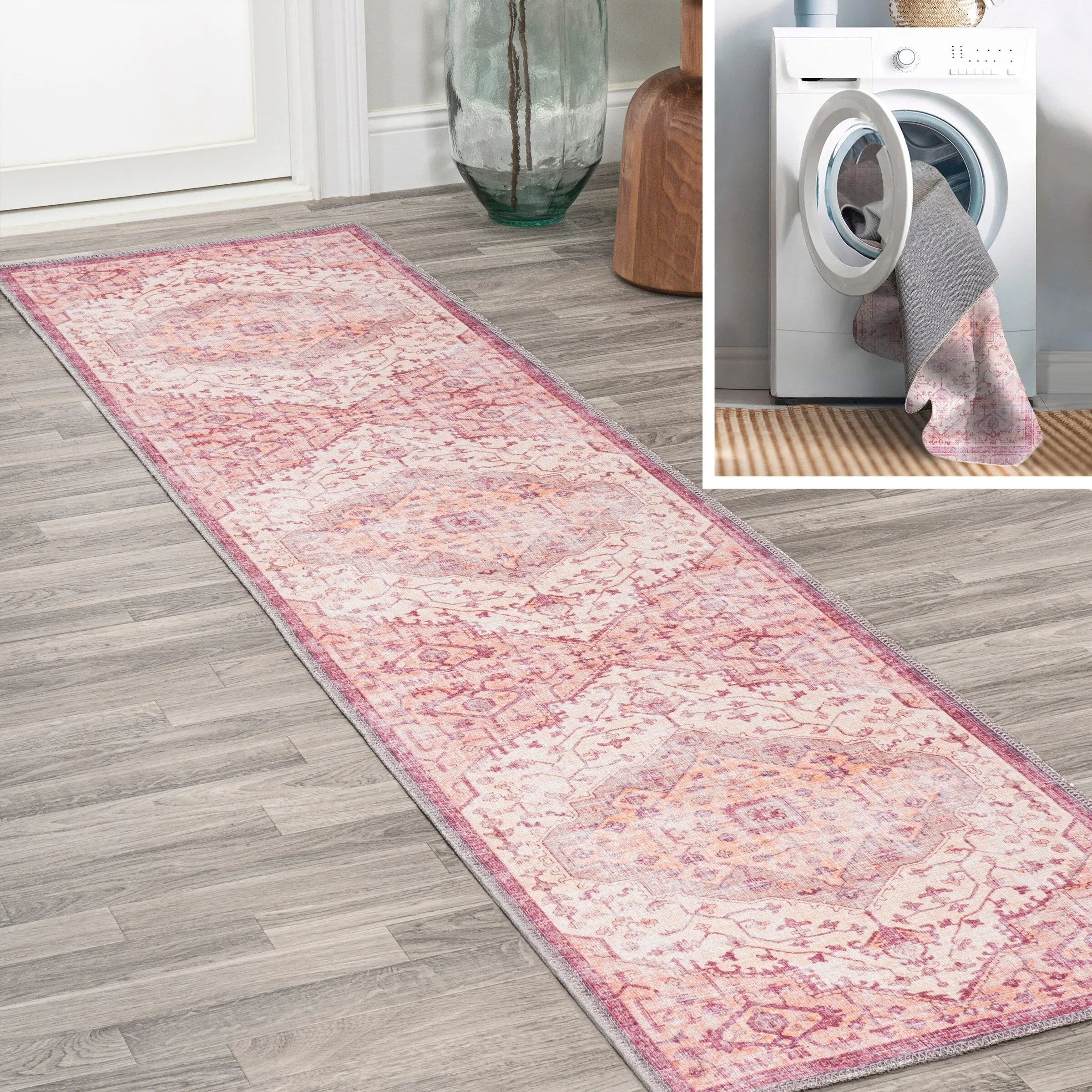JONATHAN Y Kemer Ogee Medallion Machine Washable Area Rug