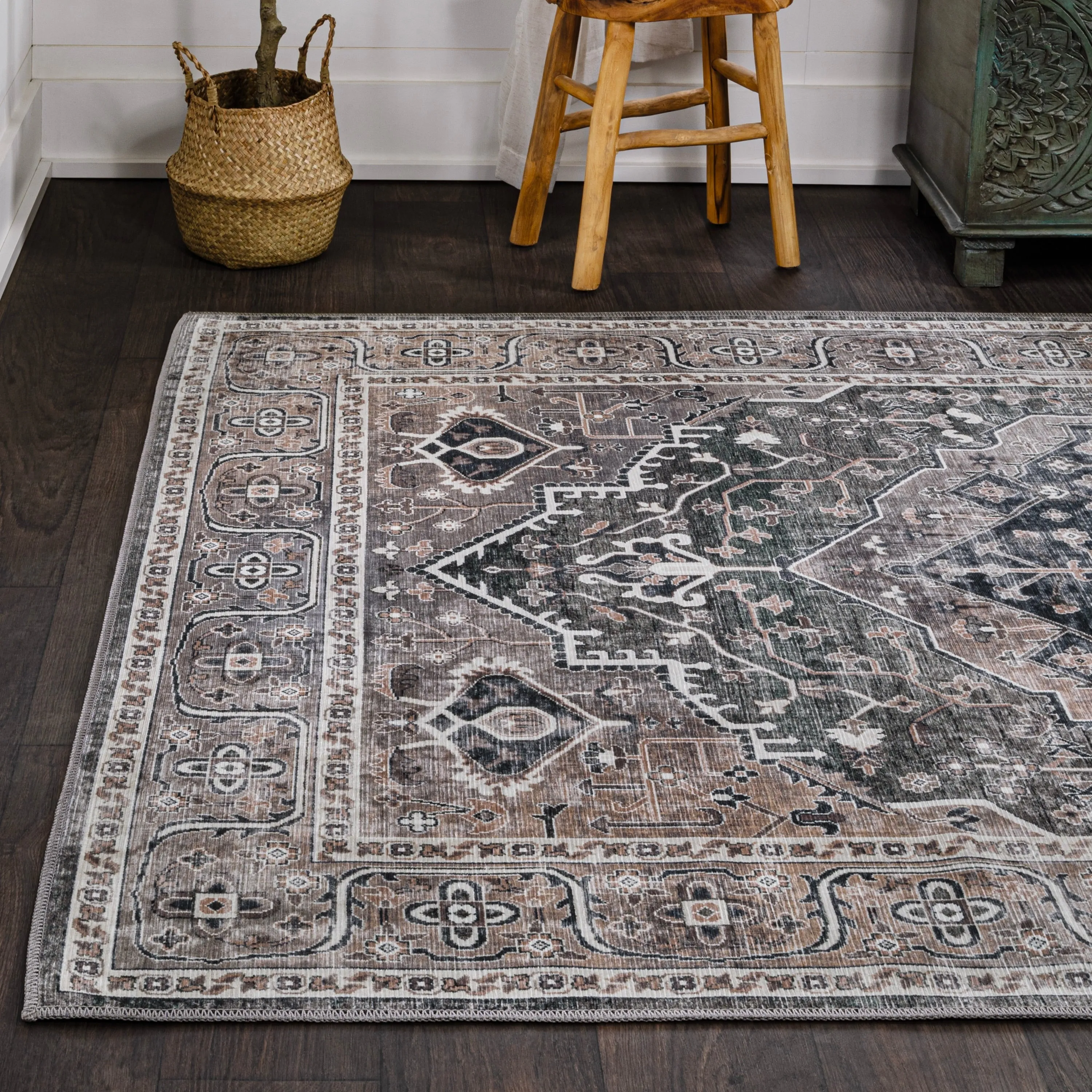 JONATHAN Y Kemer Ogee Medallion Machine Washable Area Rug