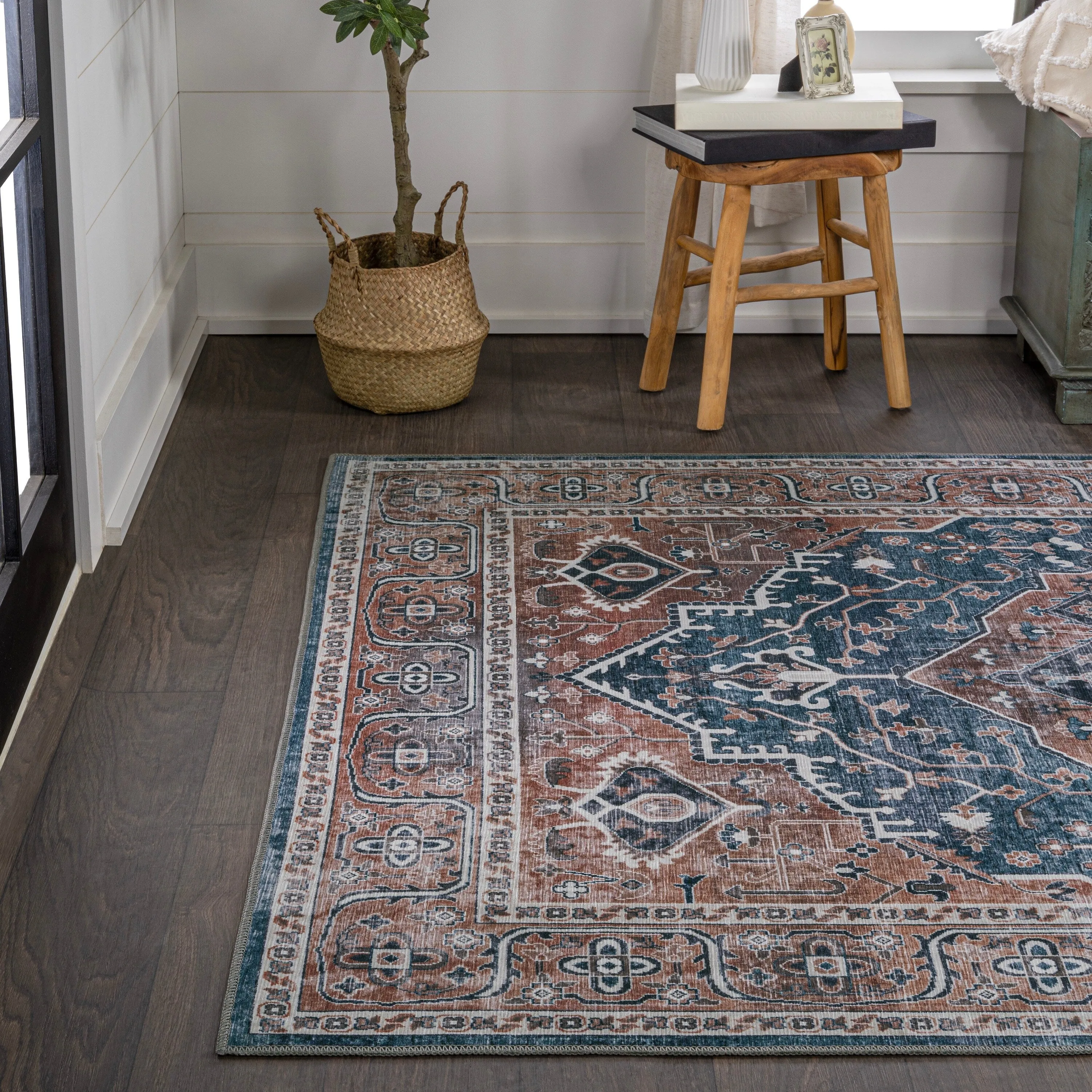 JONATHAN Y Kemer Ogee Medallion Machine Washable Area Rug