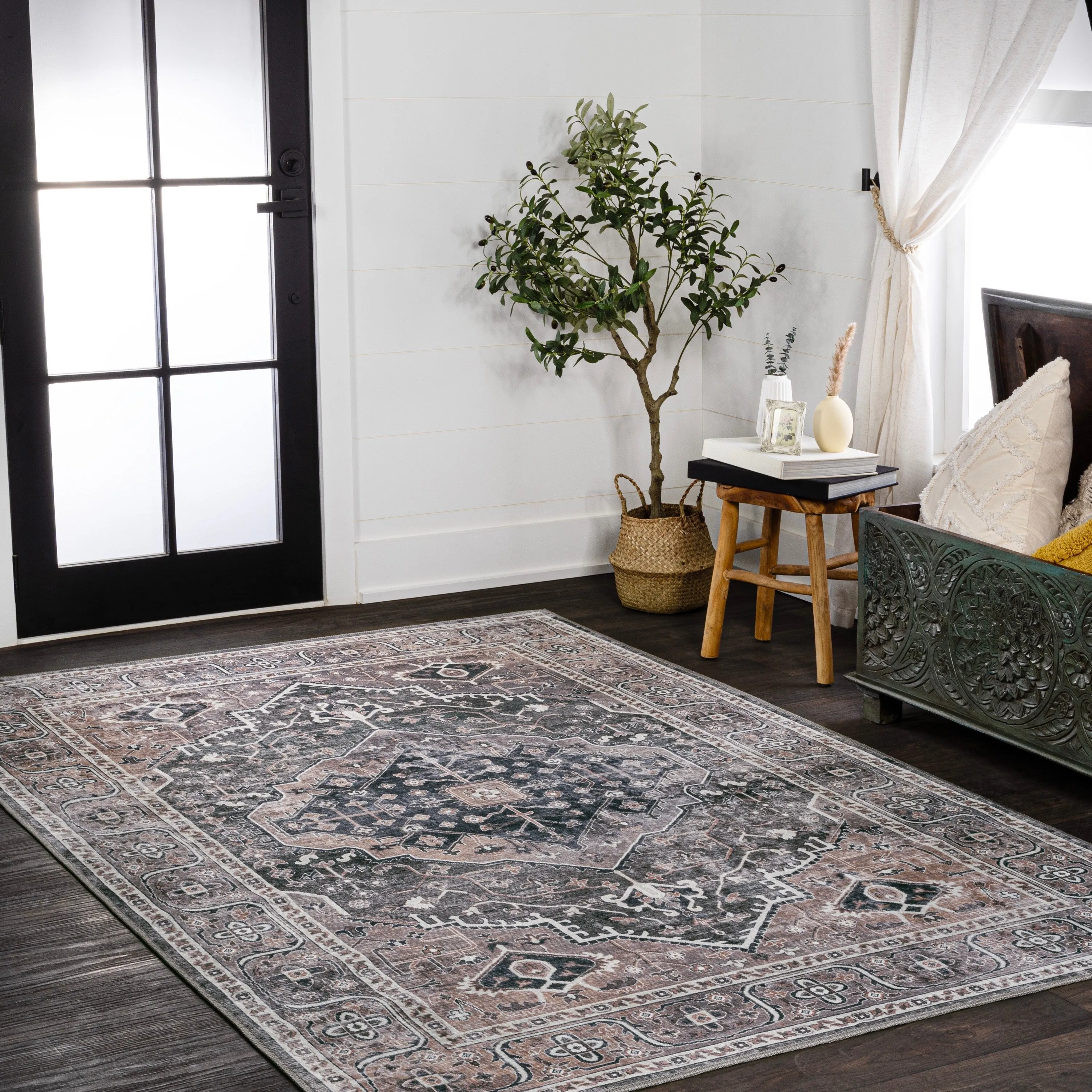 JONATHAN Y Kemer Ogee Medallion Machine Washable Area Rug