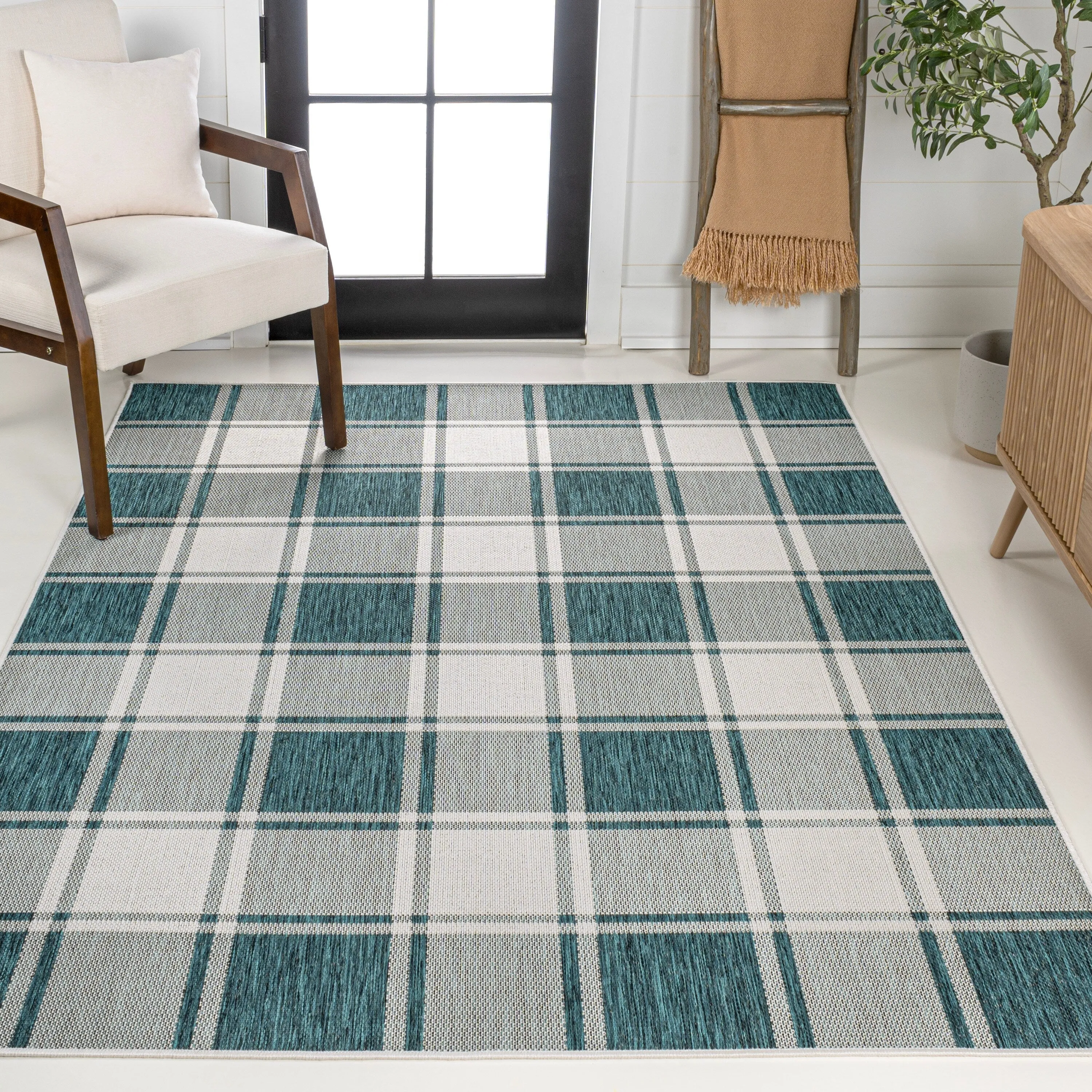 JONATHAN Y Lior Traditional Farmhouse Bold Gingham Indoor/Outdoor Area Rug