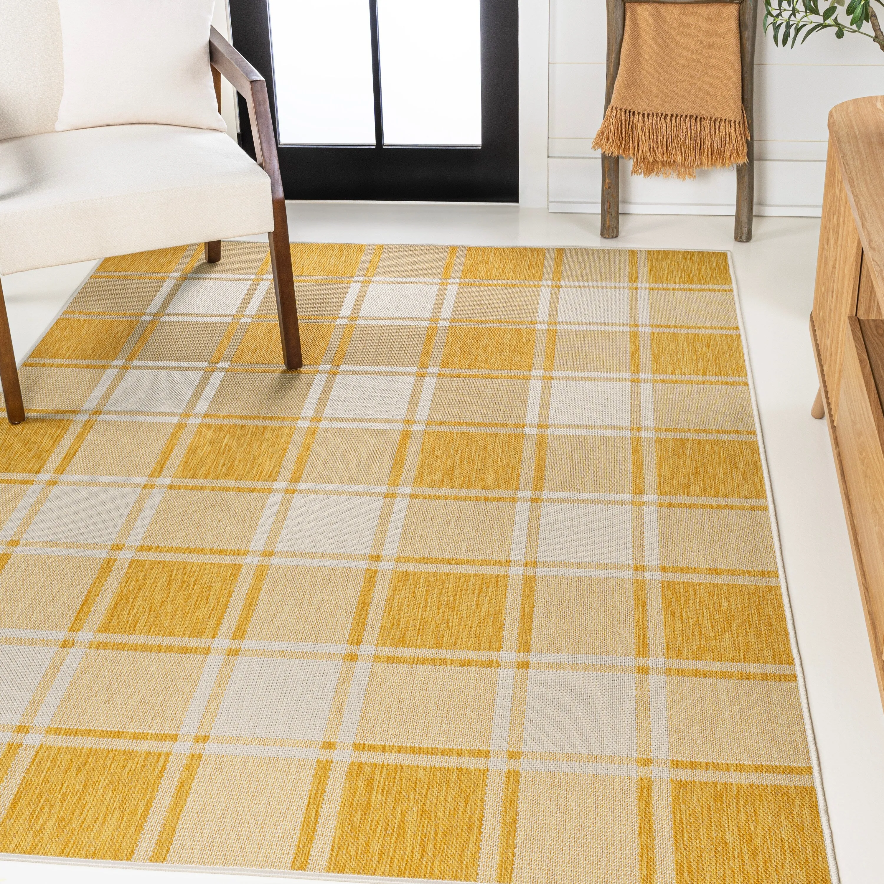 JONATHAN Y Lior Traditional Farmhouse Bold Gingham Indoor/Outdoor Area Rug