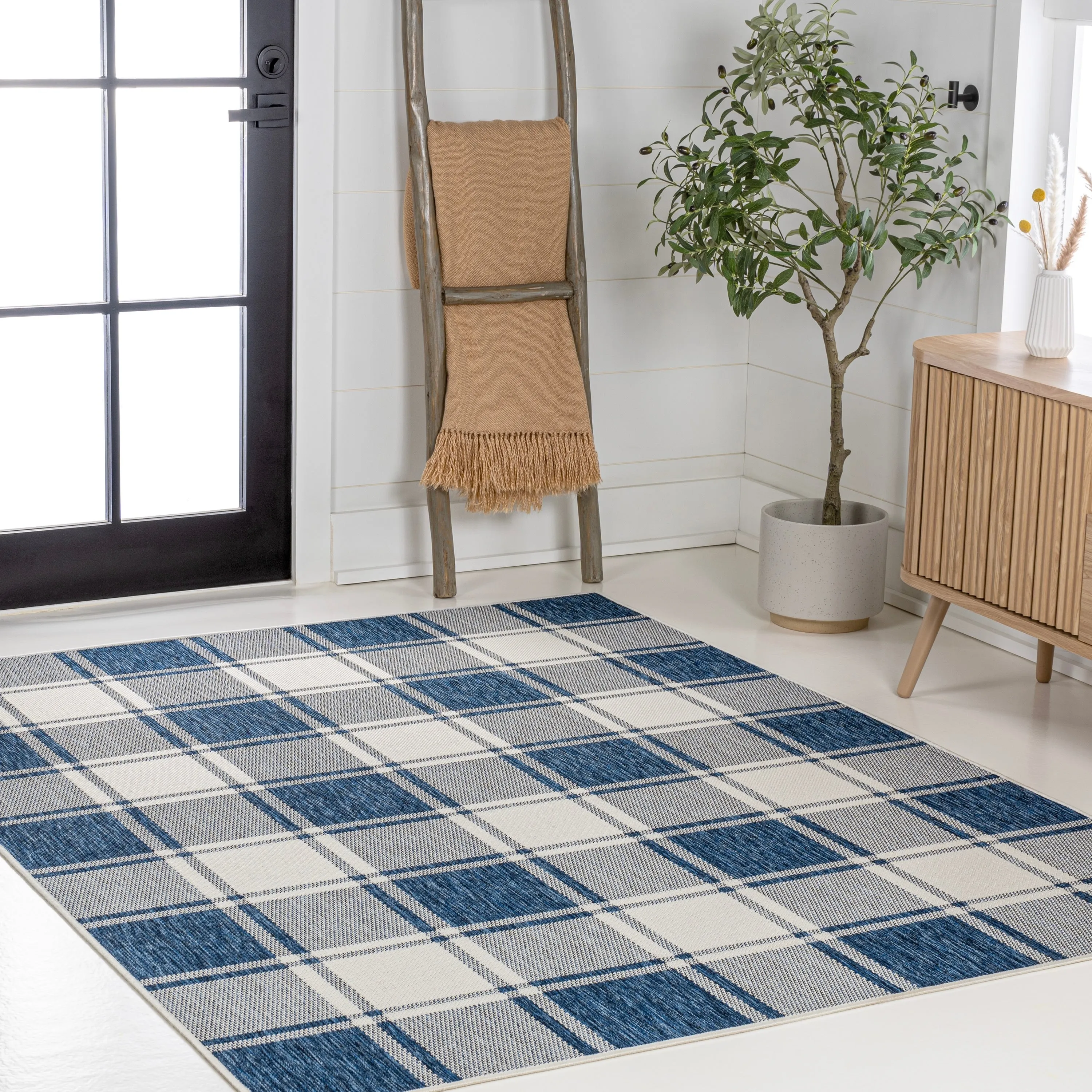 JONATHAN Y Lior Traditional Farmhouse Bold Gingham Indoor/Outdoor Area Rug
