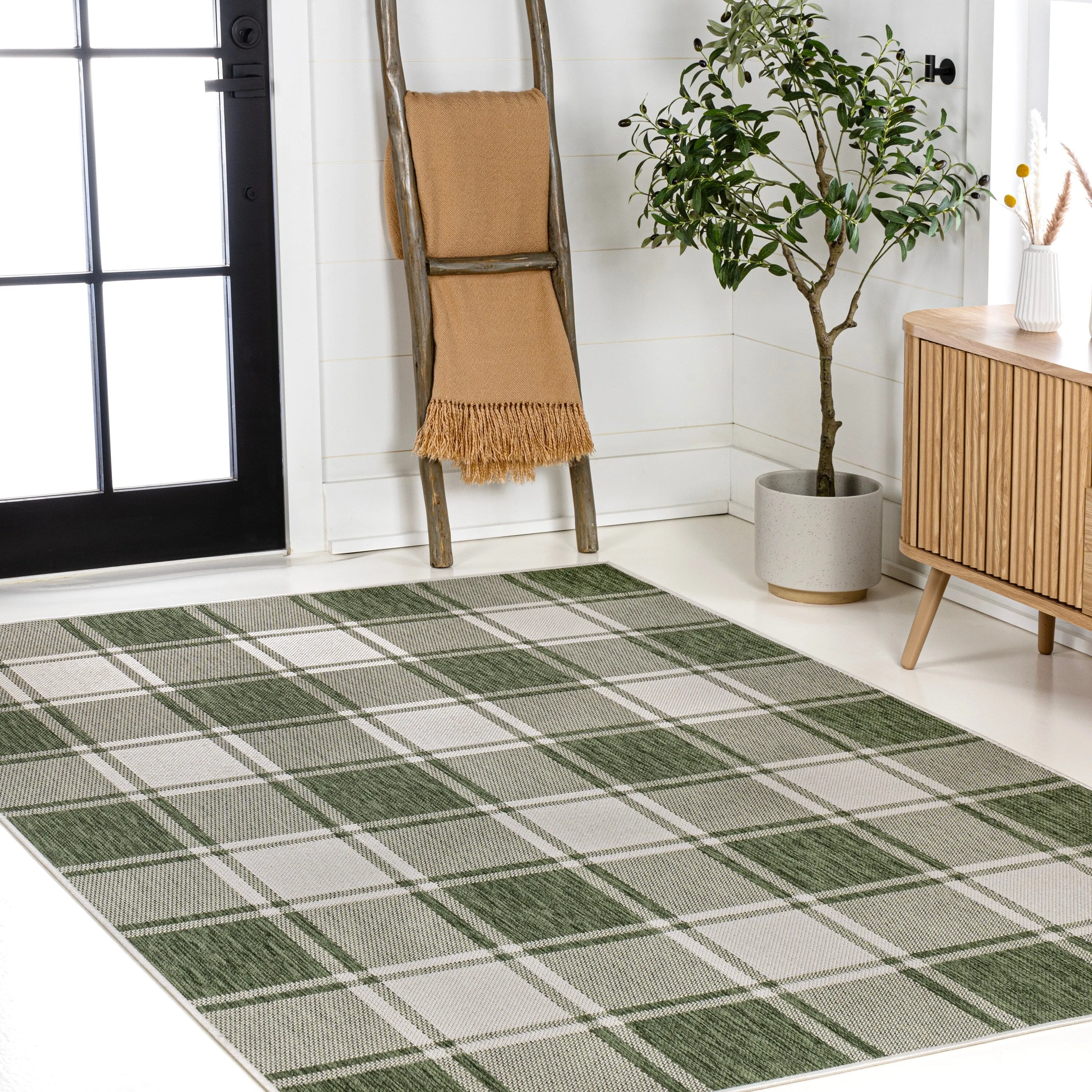 JONATHAN Y Lior Traditional Farmhouse Bold Gingham Indoor/Outdoor Area Rug