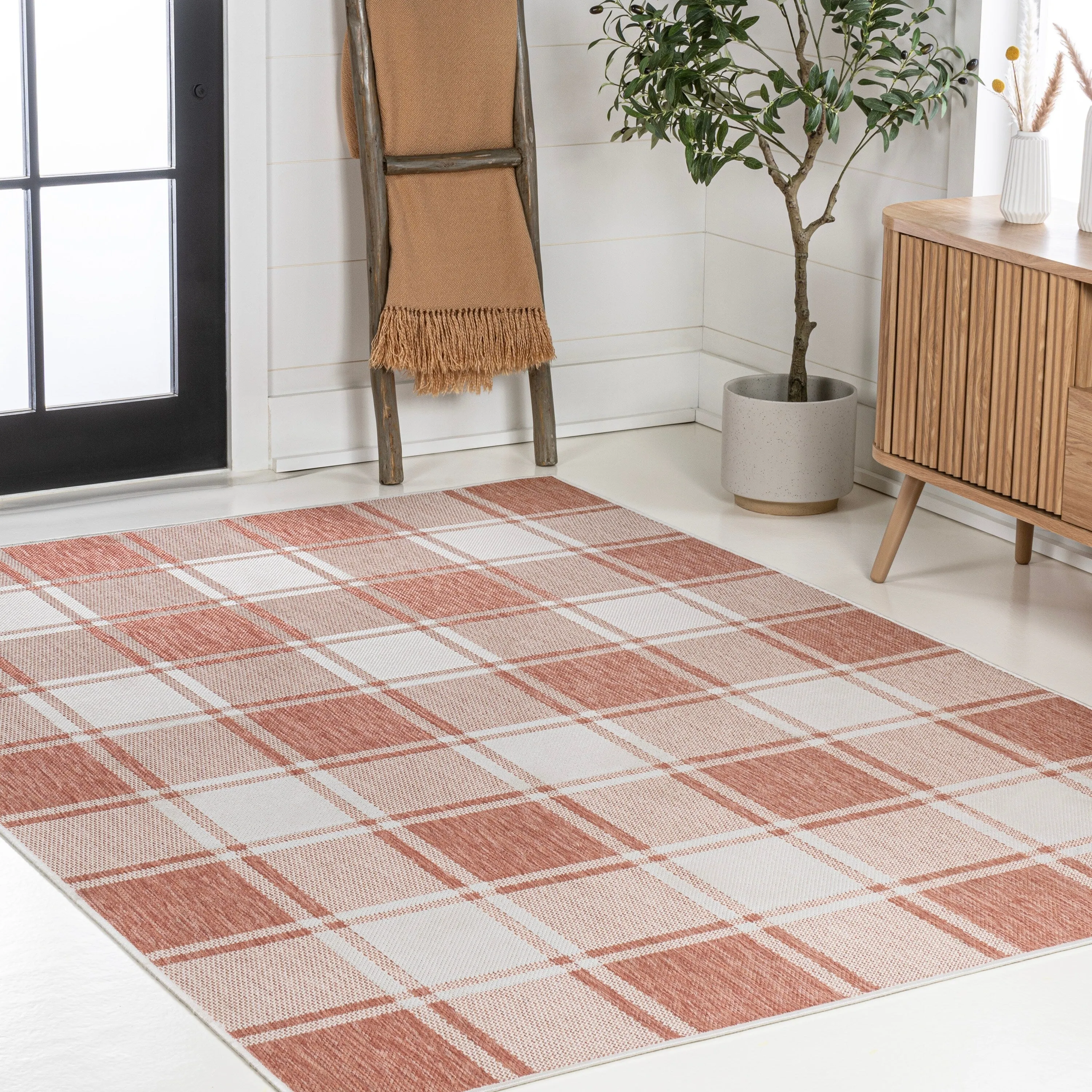 JONATHAN Y Lior Traditional Farmhouse Bold Gingham Indoor/Outdoor Area Rug