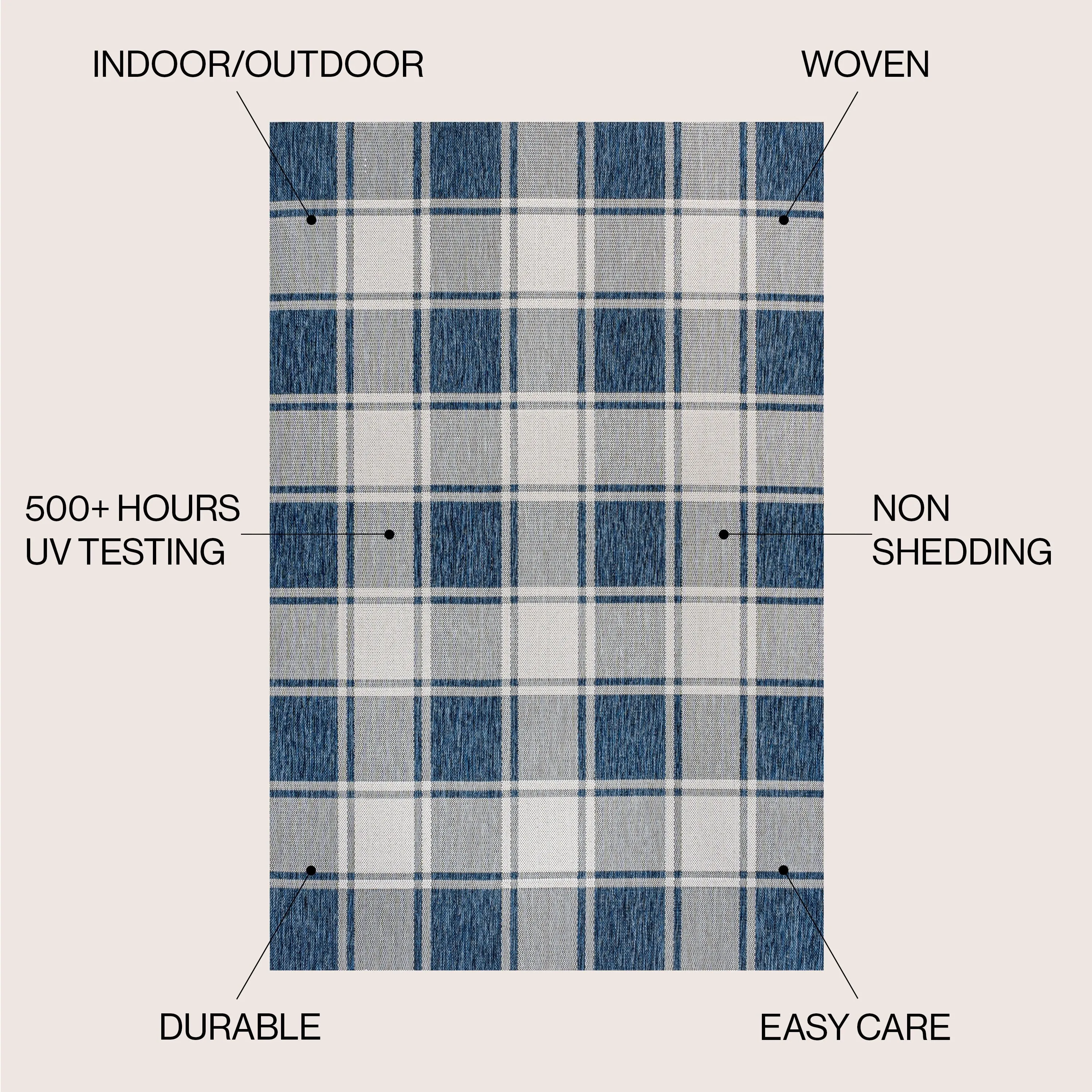 JONATHAN Y Lior Traditional Farmhouse Bold Gingham Indoor/Outdoor Area Rug