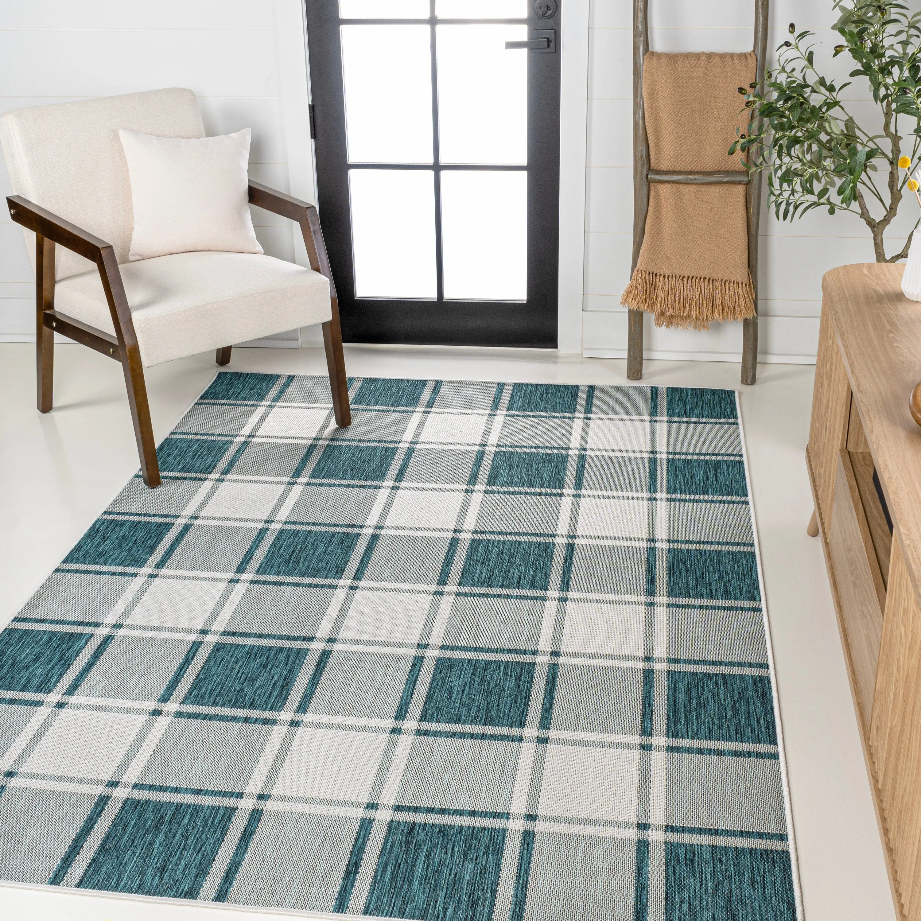 JONATHAN Y Lior Traditional Farmhouse Bold Gingham Indoor/Outdoor Area Rug