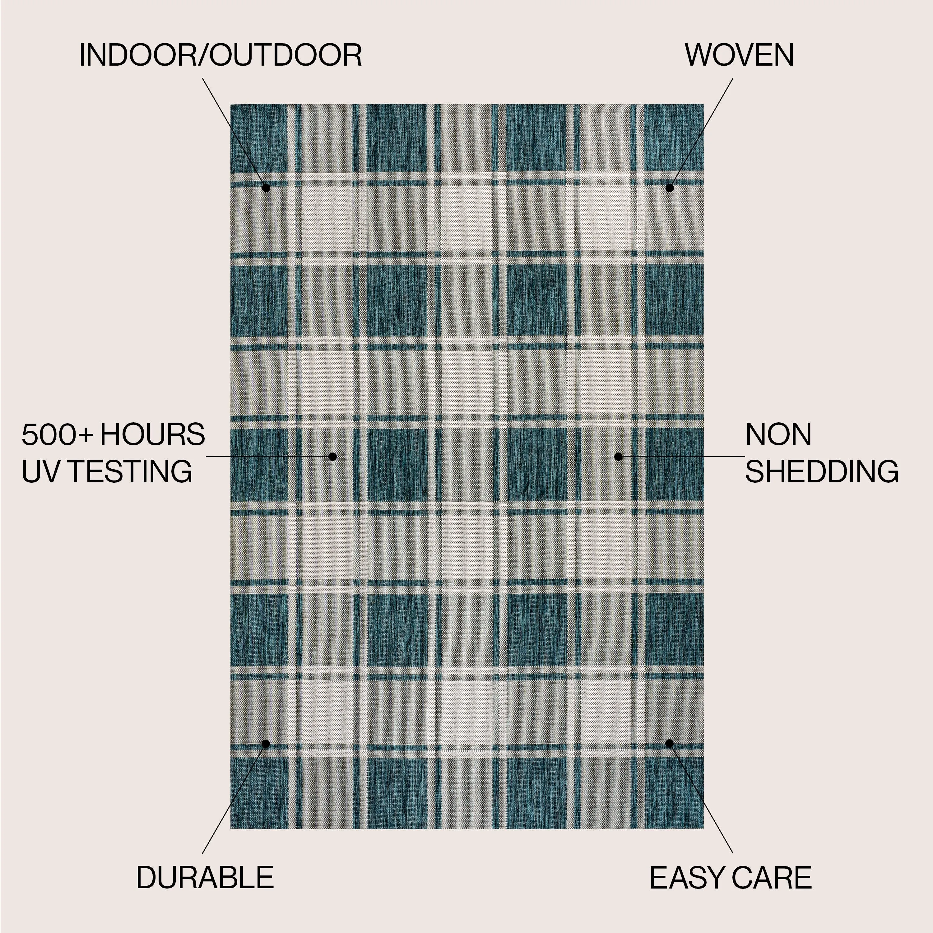 JONATHAN Y Lior Traditional Farmhouse Bold Gingham Indoor/Outdoor Area Rug