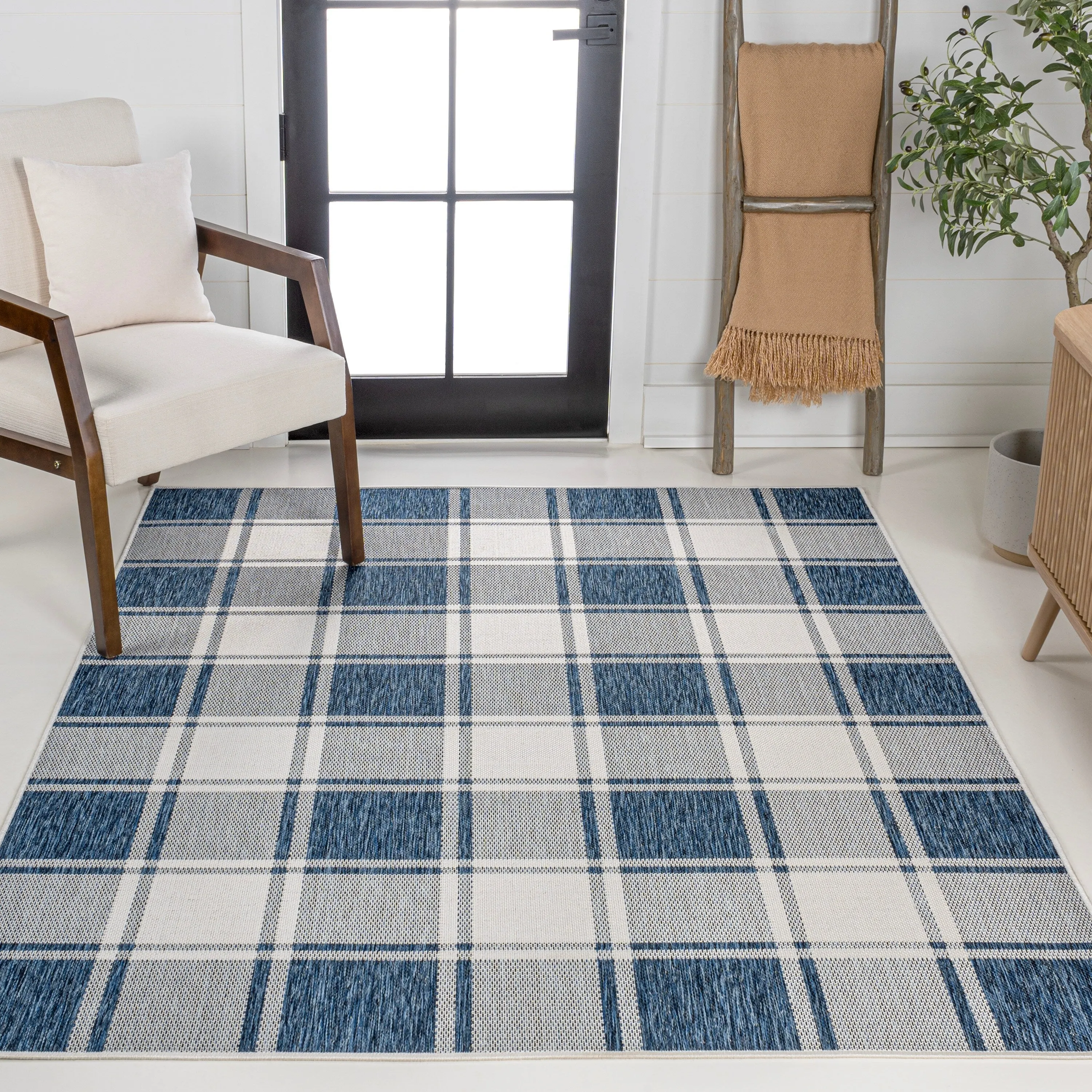 JONATHAN Y Lior Traditional Farmhouse Bold Gingham Indoor/Outdoor Area Rug