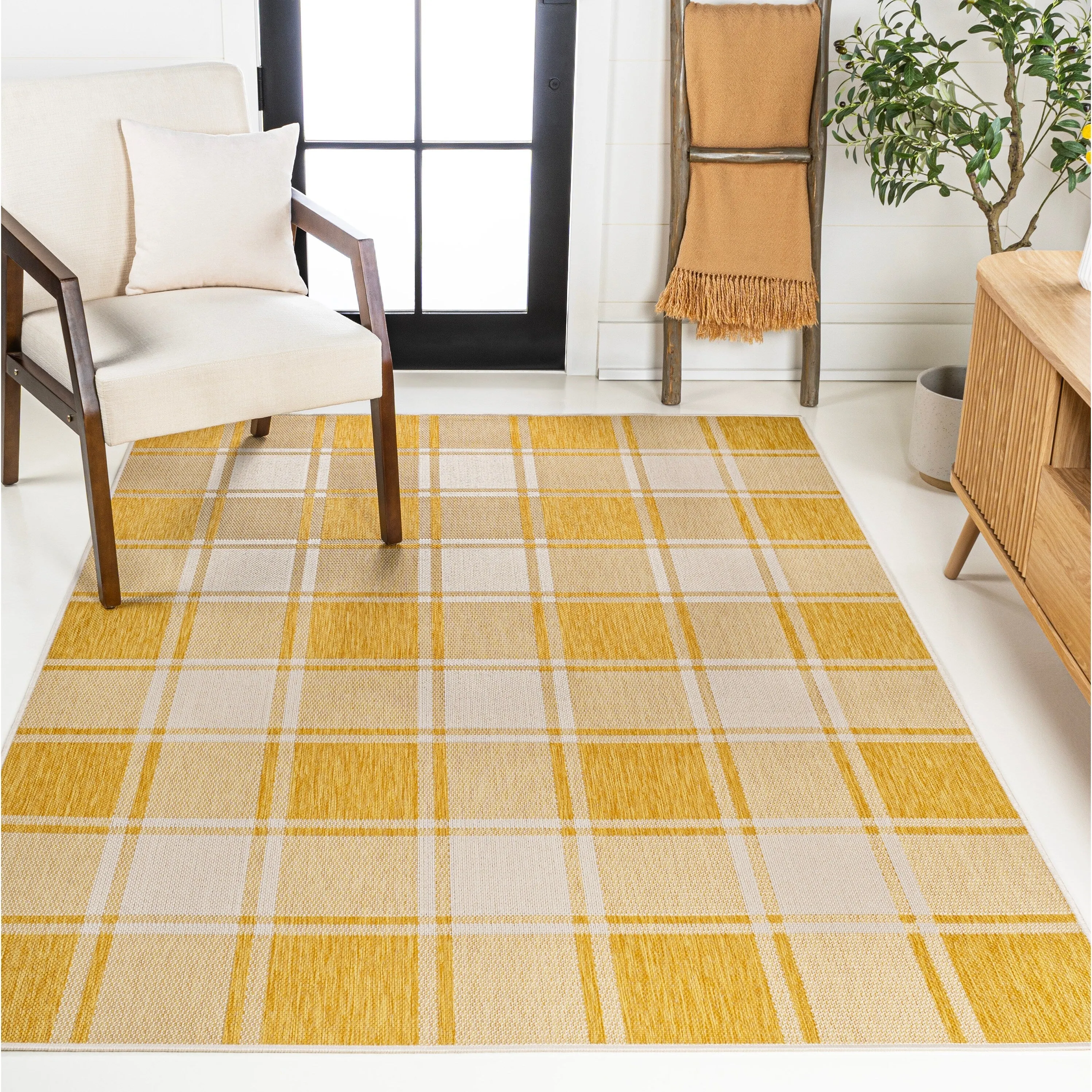 JONATHAN Y Lior Traditional Farmhouse Bold Gingham Indoor/Outdoor Area Rug