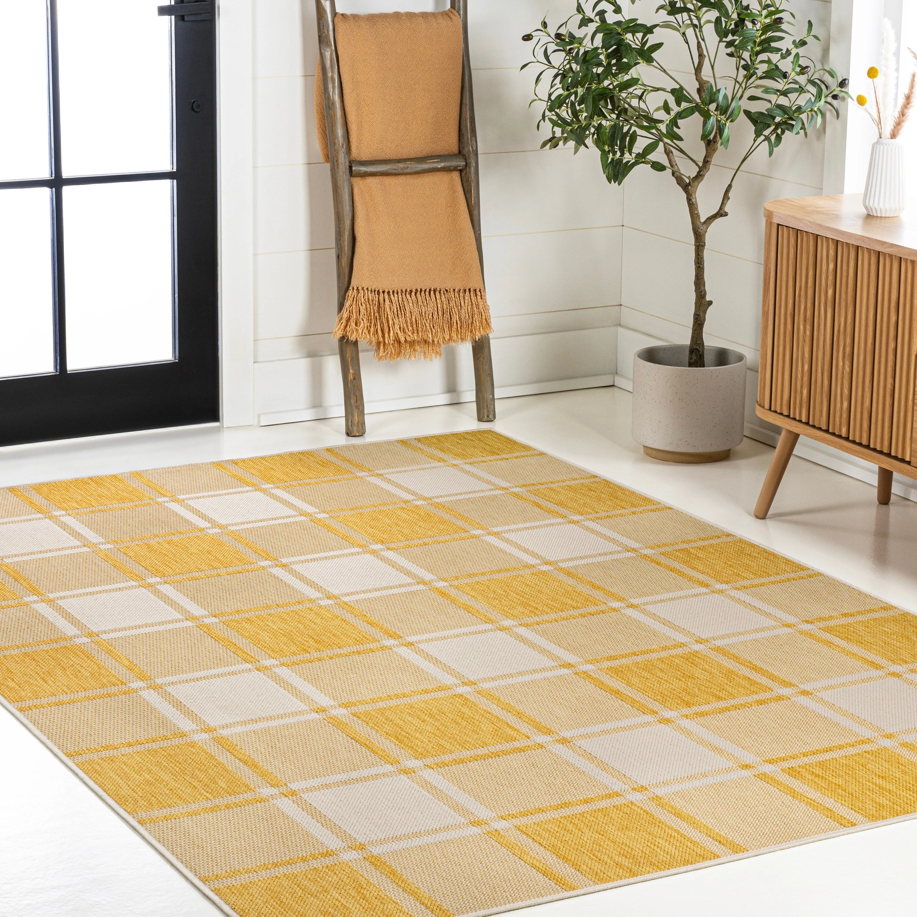 JONATHAN Y Lior Traditional Farmhouse Bold Gingham Indoor/Outdoor Area Rug