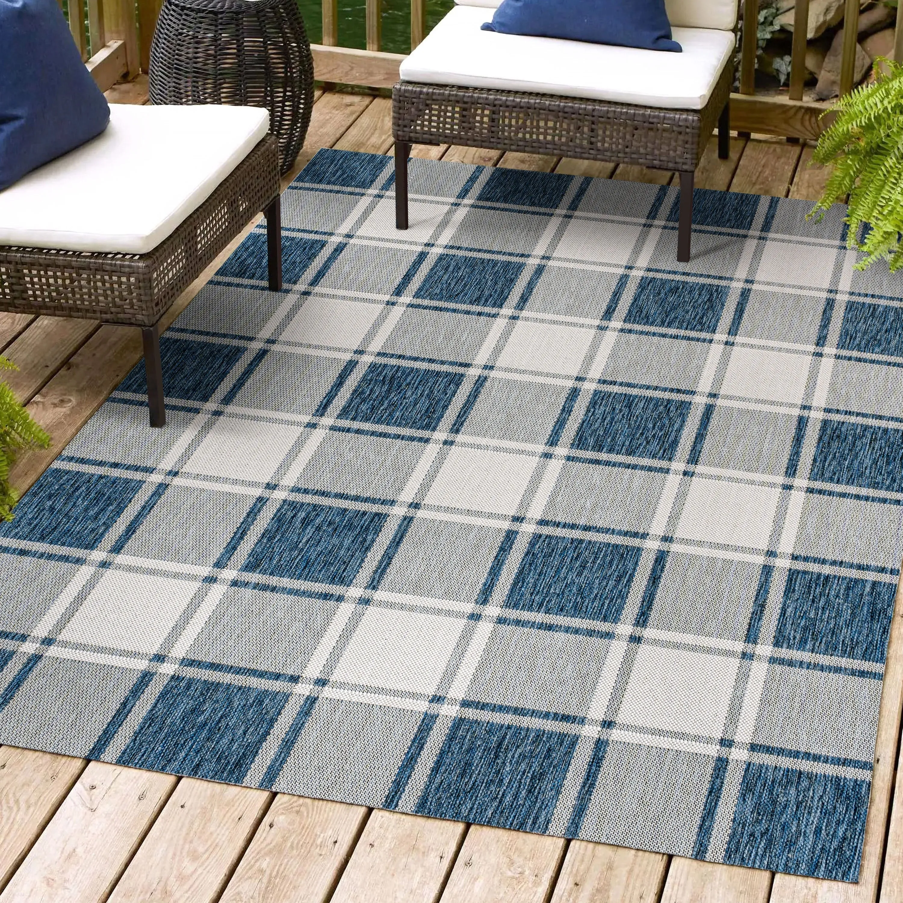 JONATHAN Y Lior Traditional Farmhouse Bold Gingham Indoor/Outdoor Area Rug