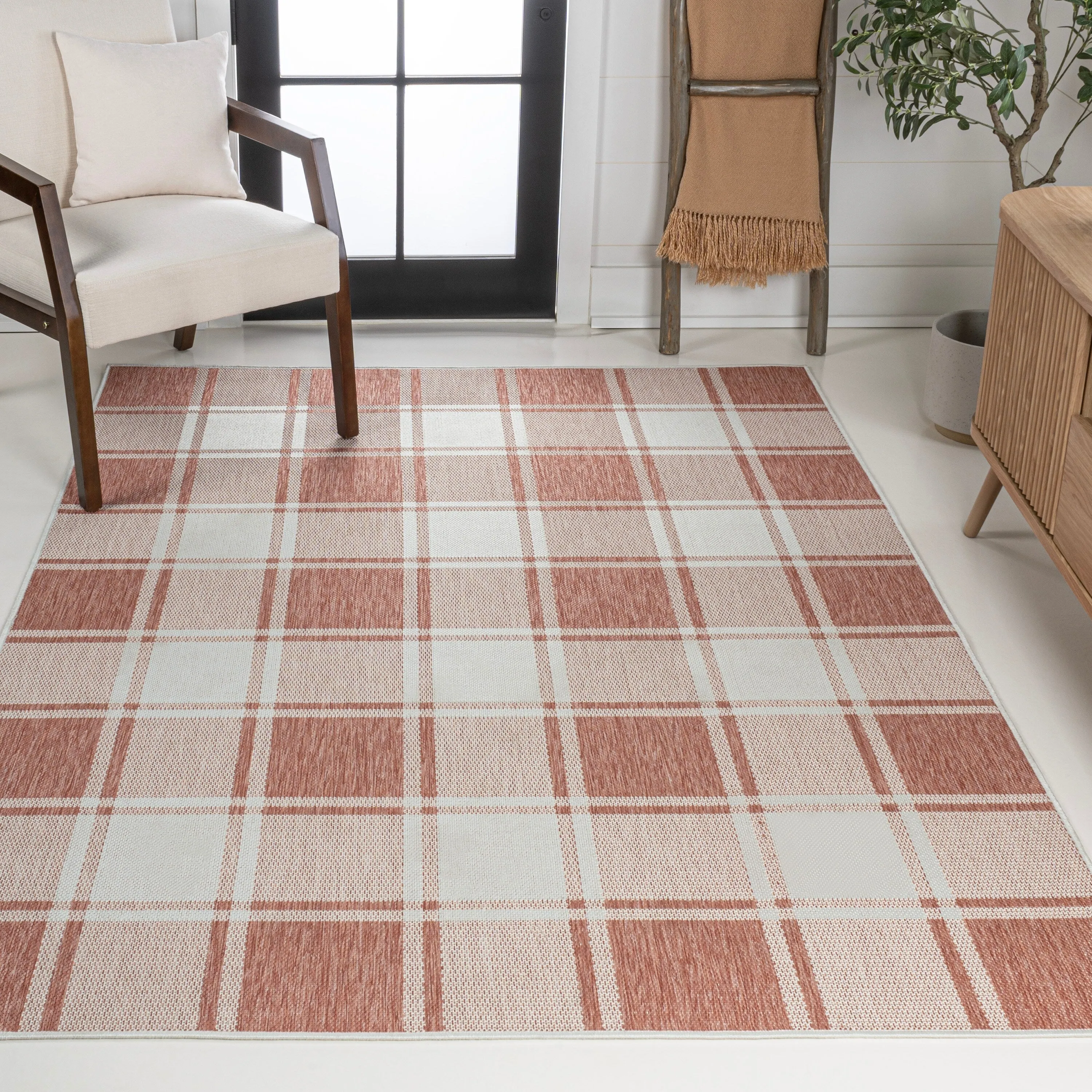 JONATHAN Y Lior Traditional Farmhouse Bold Gingham Indoor/Outdoor Area Rug