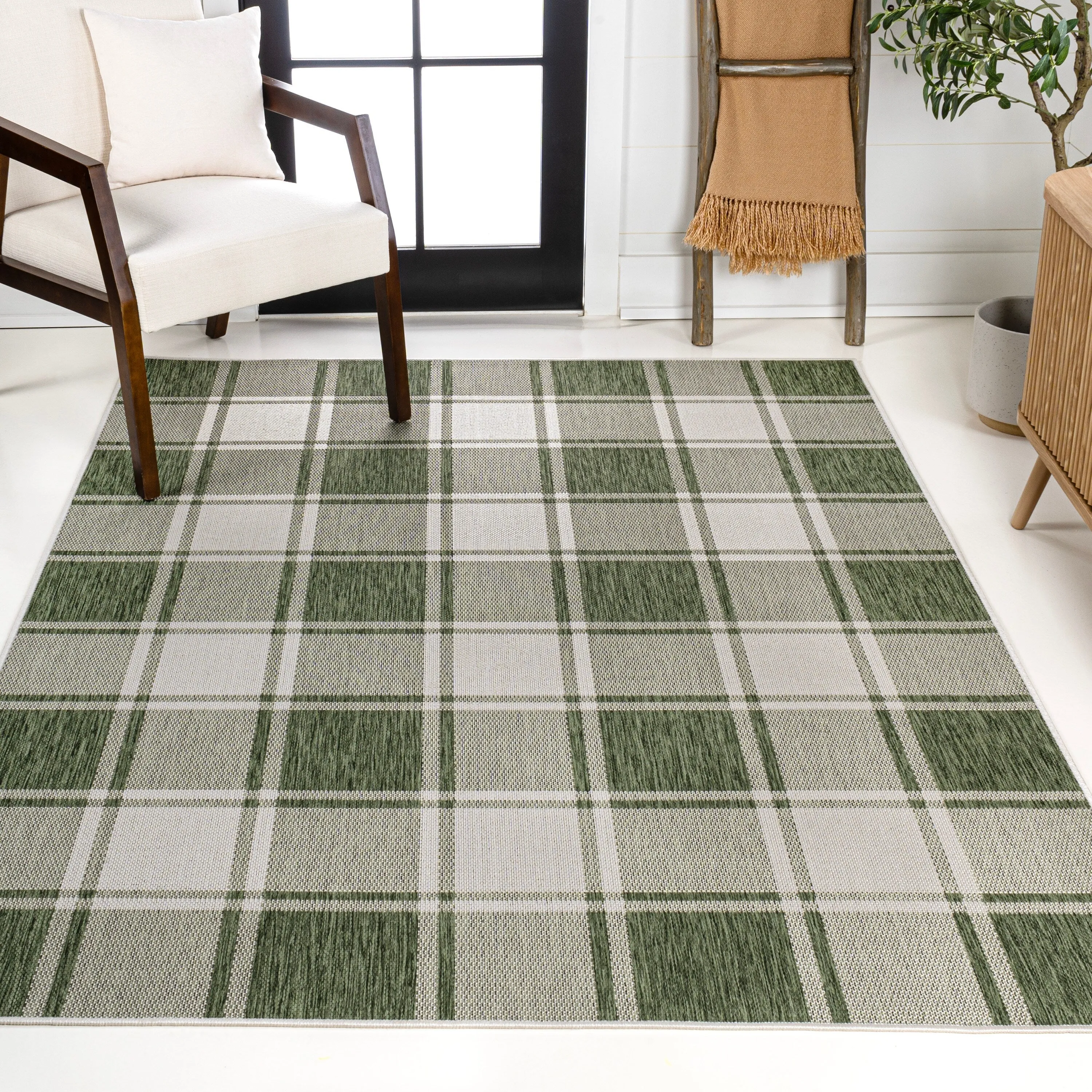 JONATHAN Y Lior Traditional Farmhouse Bold Gingham Indoor/Outdoor Area Rug