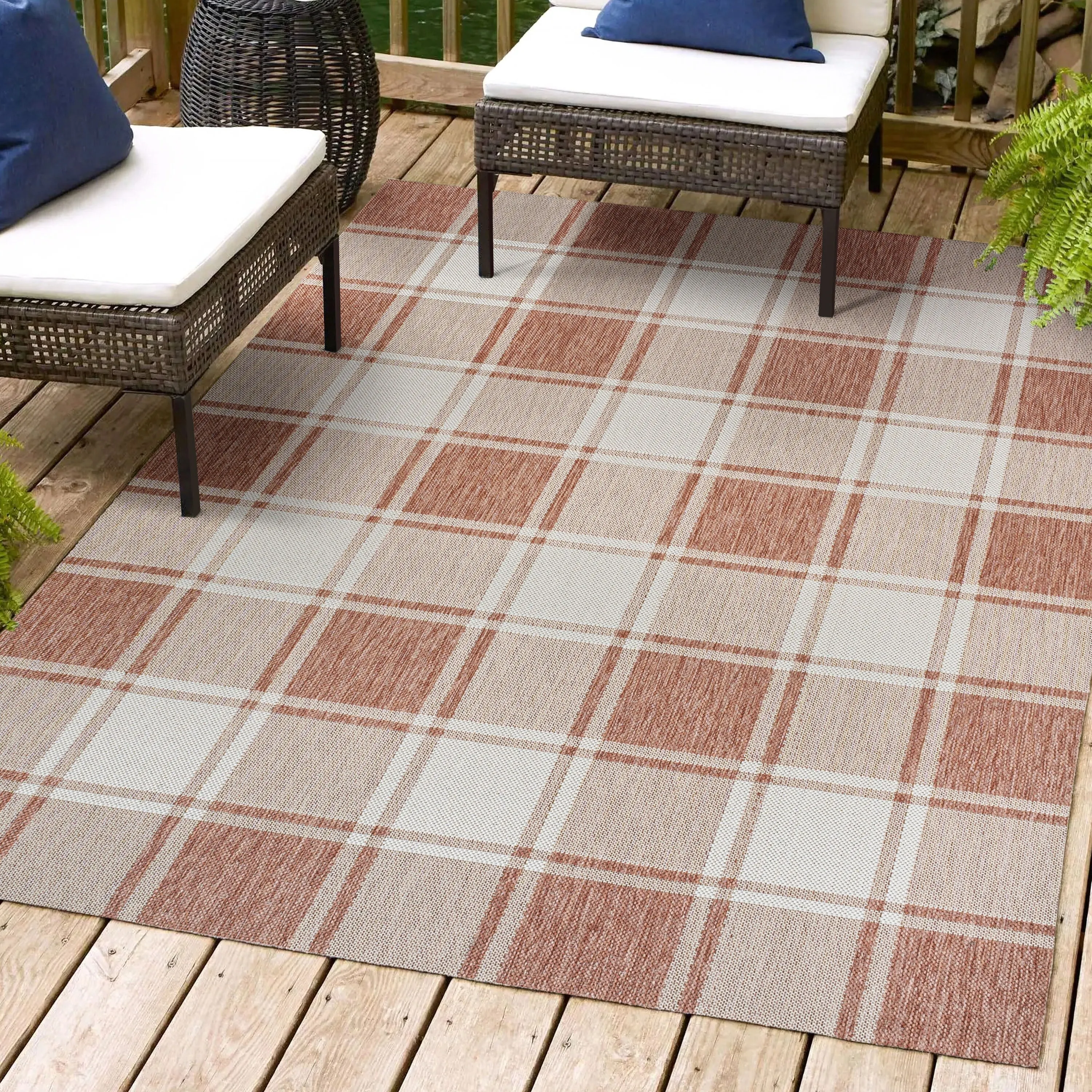 JONATHAN Y Lior Traditional Farmhouse Bold Gingham Indoor/Outdoor Area Rug