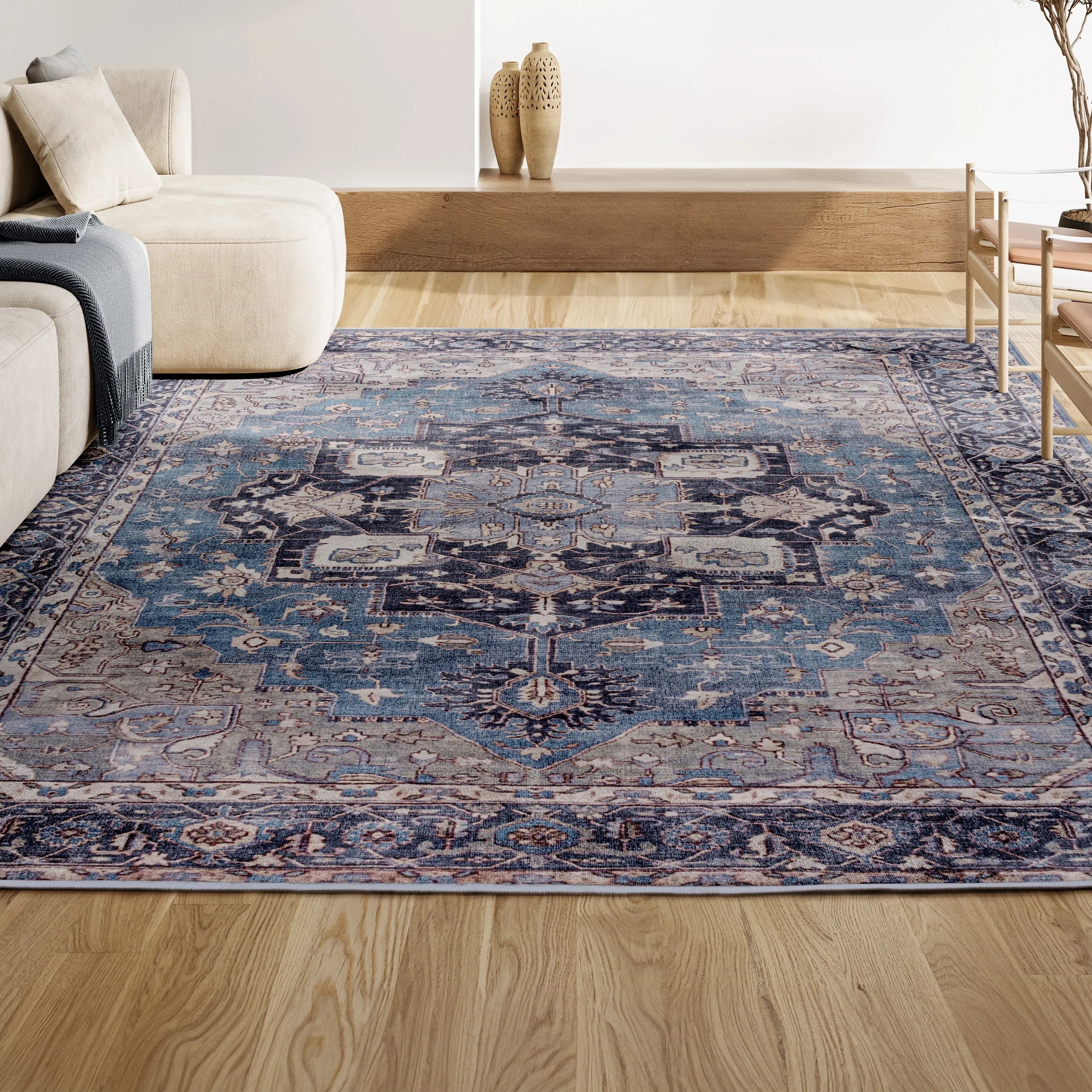 JONATHAN Y Marrakesh Ornate Medallion Machine Washable Area Rug