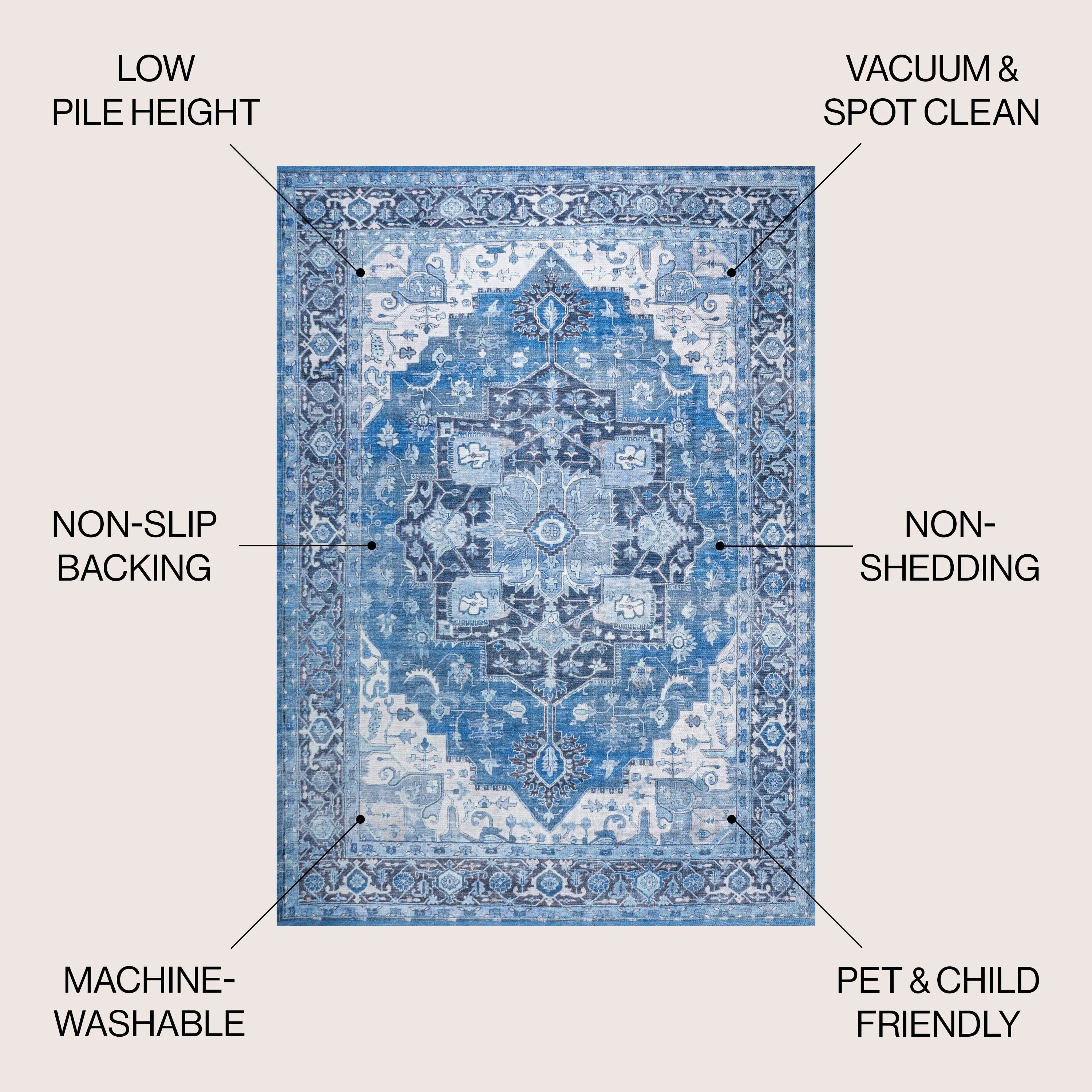 JONATHAN Y Marrakesh Ornate Medallion Machine Washable Area Rug