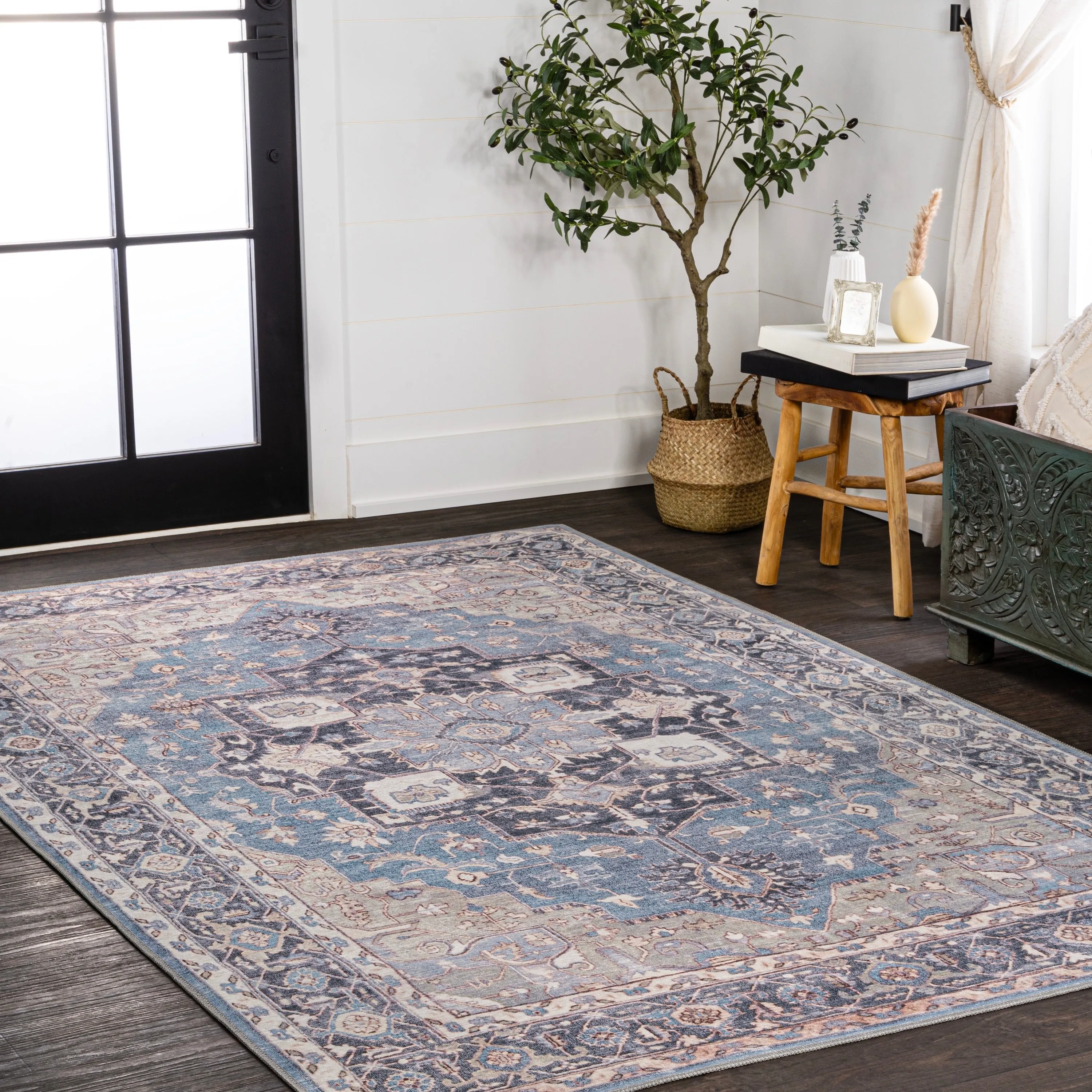 JONATHAN Y Marrakesh Ornate Medallion Machine Washable Area Rug