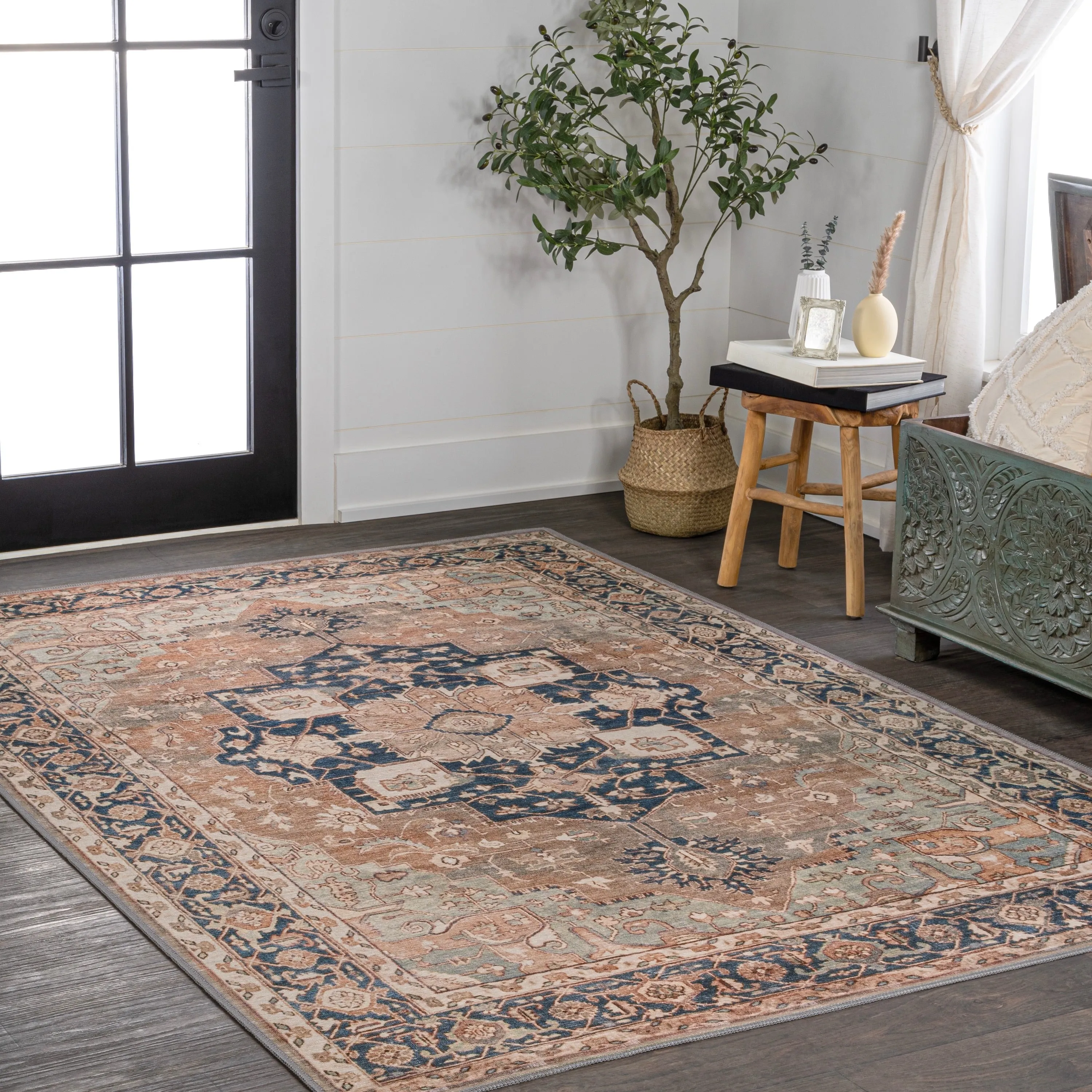 JONATHAN Y Marrakesh Ornate Medallion Machine Washable Area Rug