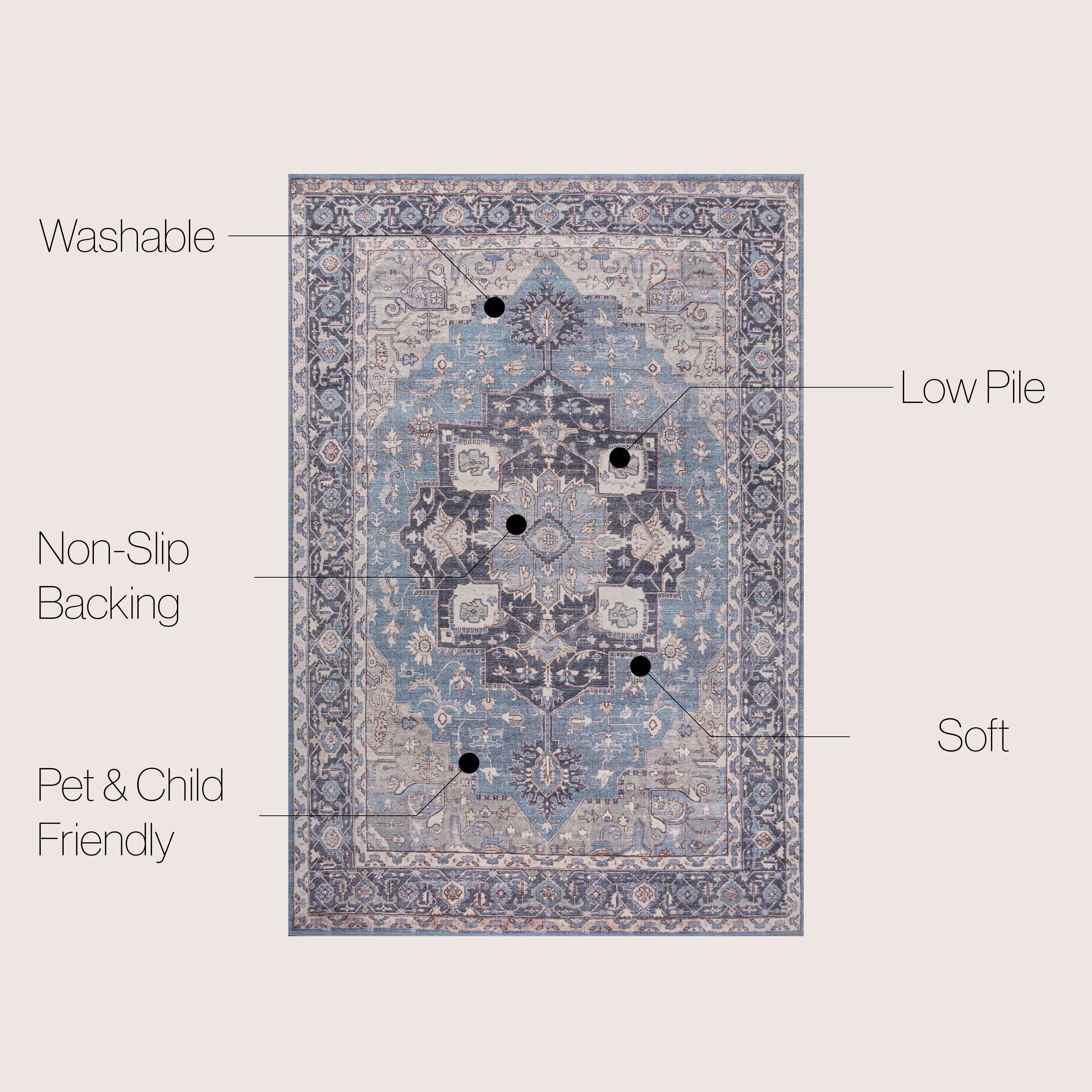 JONATHAN Y Marrakesh Ornate Medallion Machine Washable Area Rug