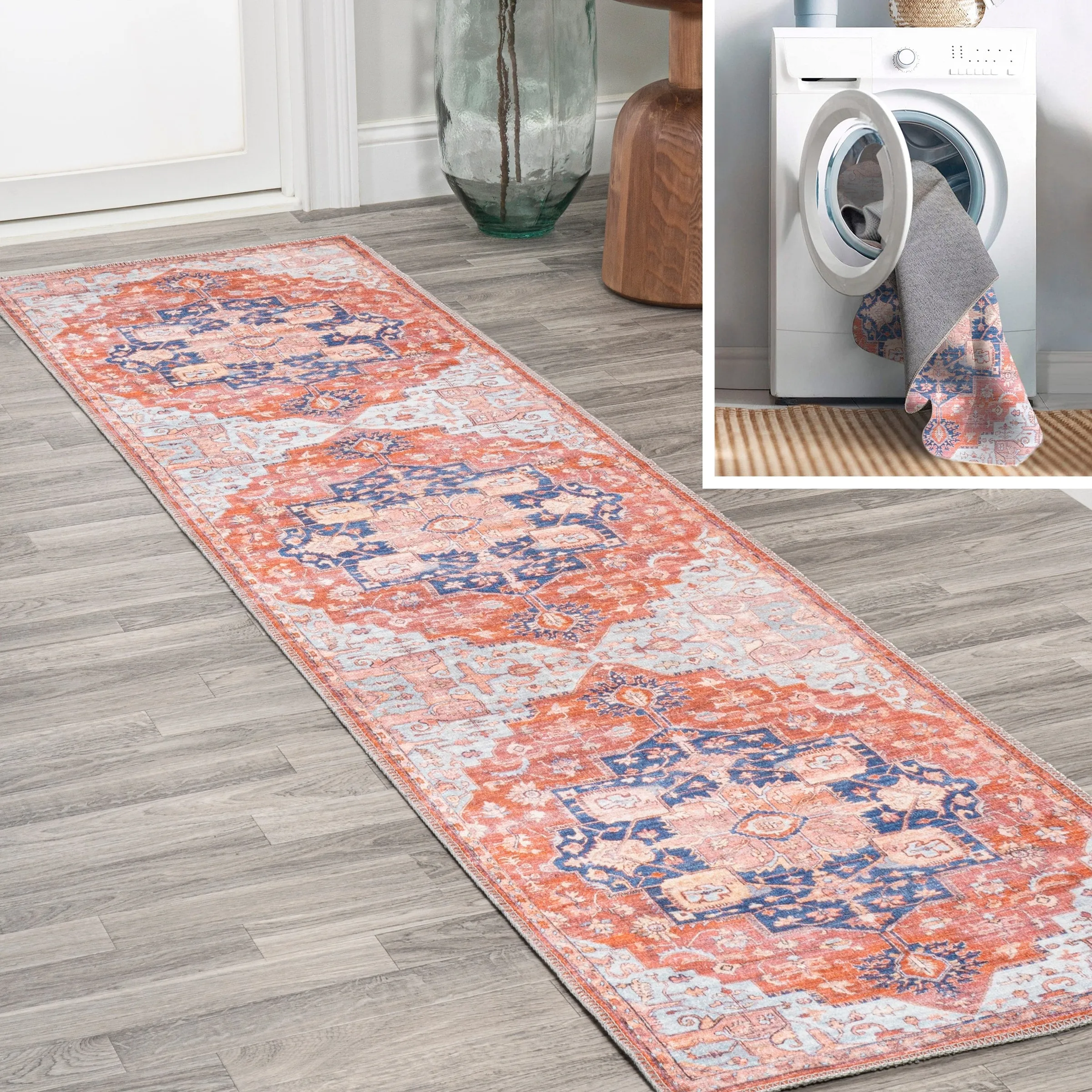 JONATHAN Y Marrakesh Ornate Medallion Machine Washable Area Rug