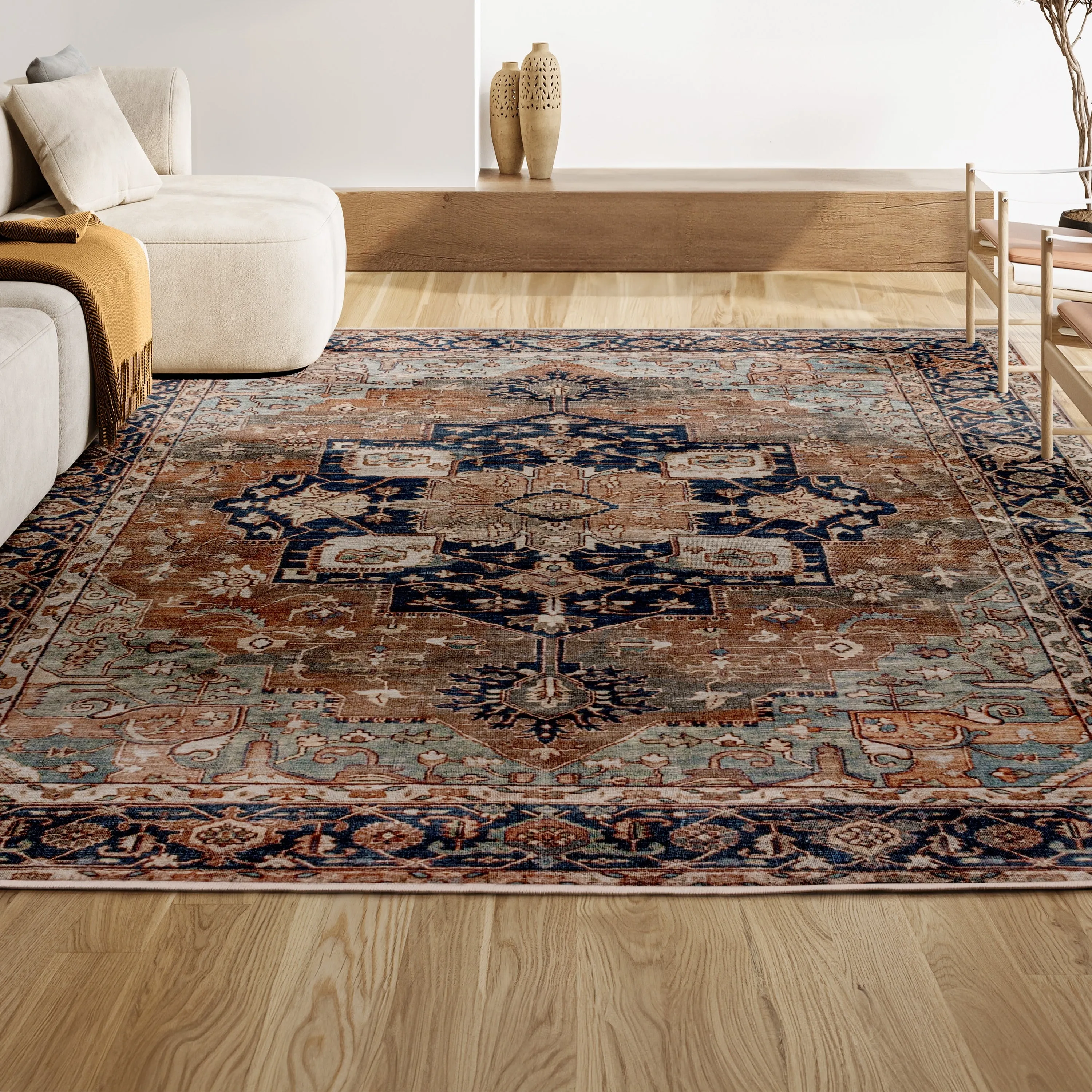 JONATHAN Y Marrakesh Ornate Medallion Machine Washable Area Rug