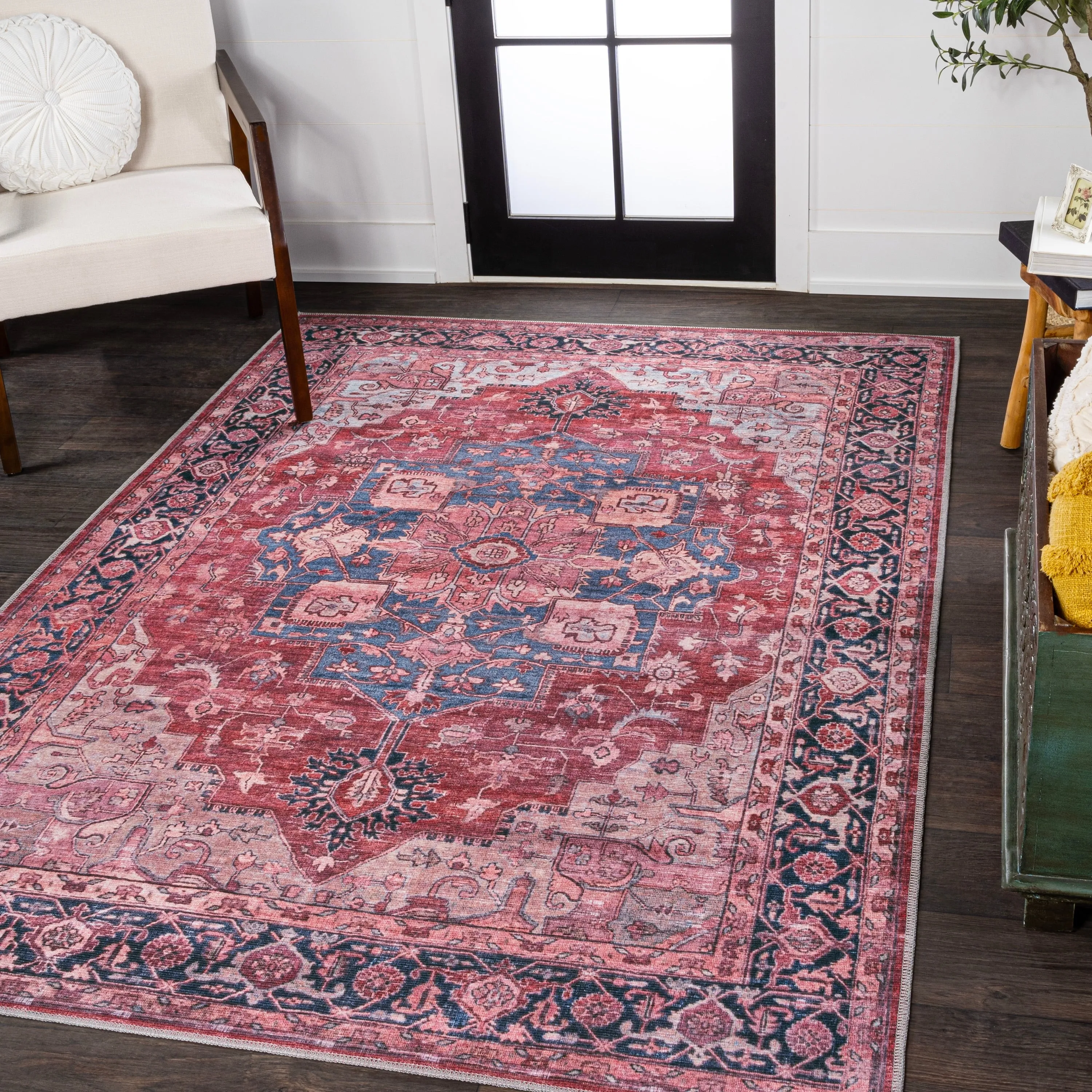 JONATHAN Y Marrakesh Ornate Medallion Machine Washable Area Rug