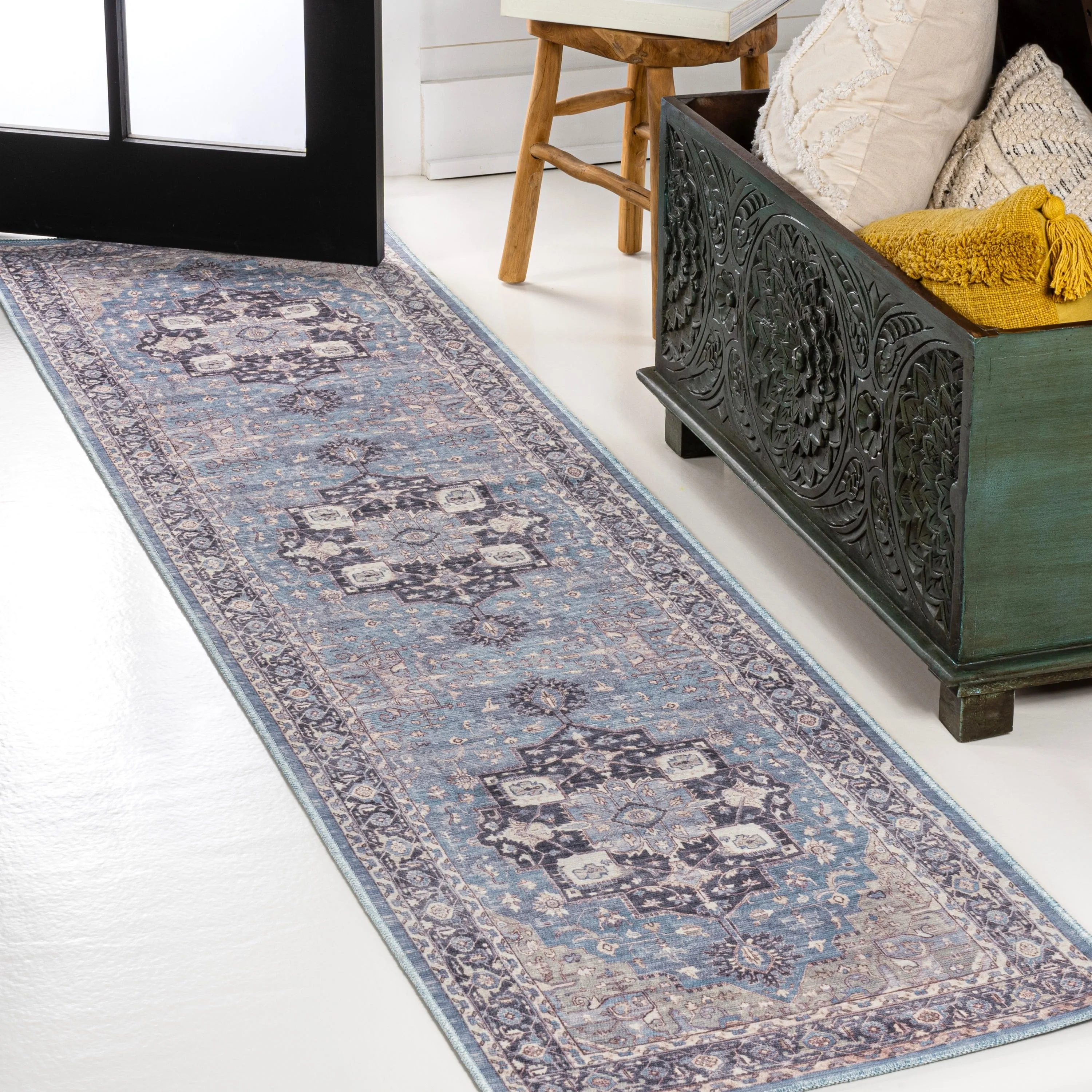 JONATHAN Y Marrakesh Ornate Medallion Machine Washable Area Rug