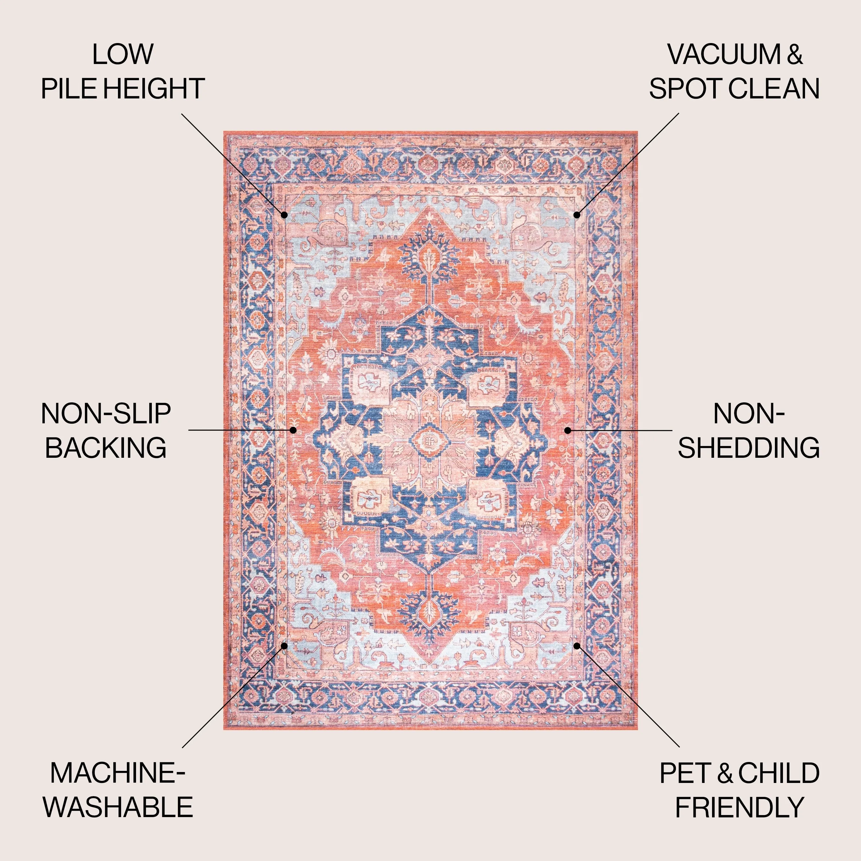 JONATHAN Y Marrakesh Ornate Medallion Machine Washable Area Rug
