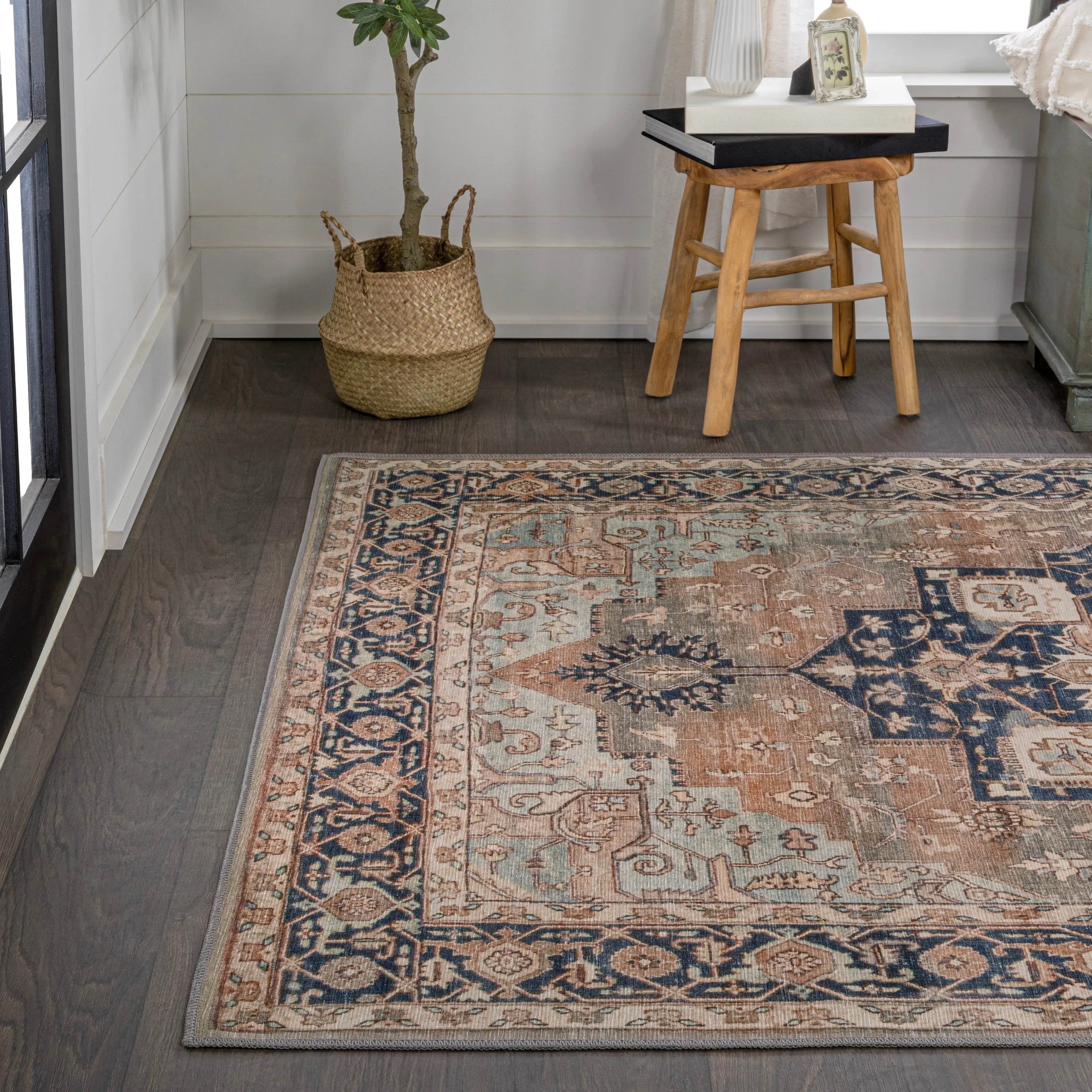 JONATHAN Y Marrakesh Ornate Medallion Machine Washable Area Rug