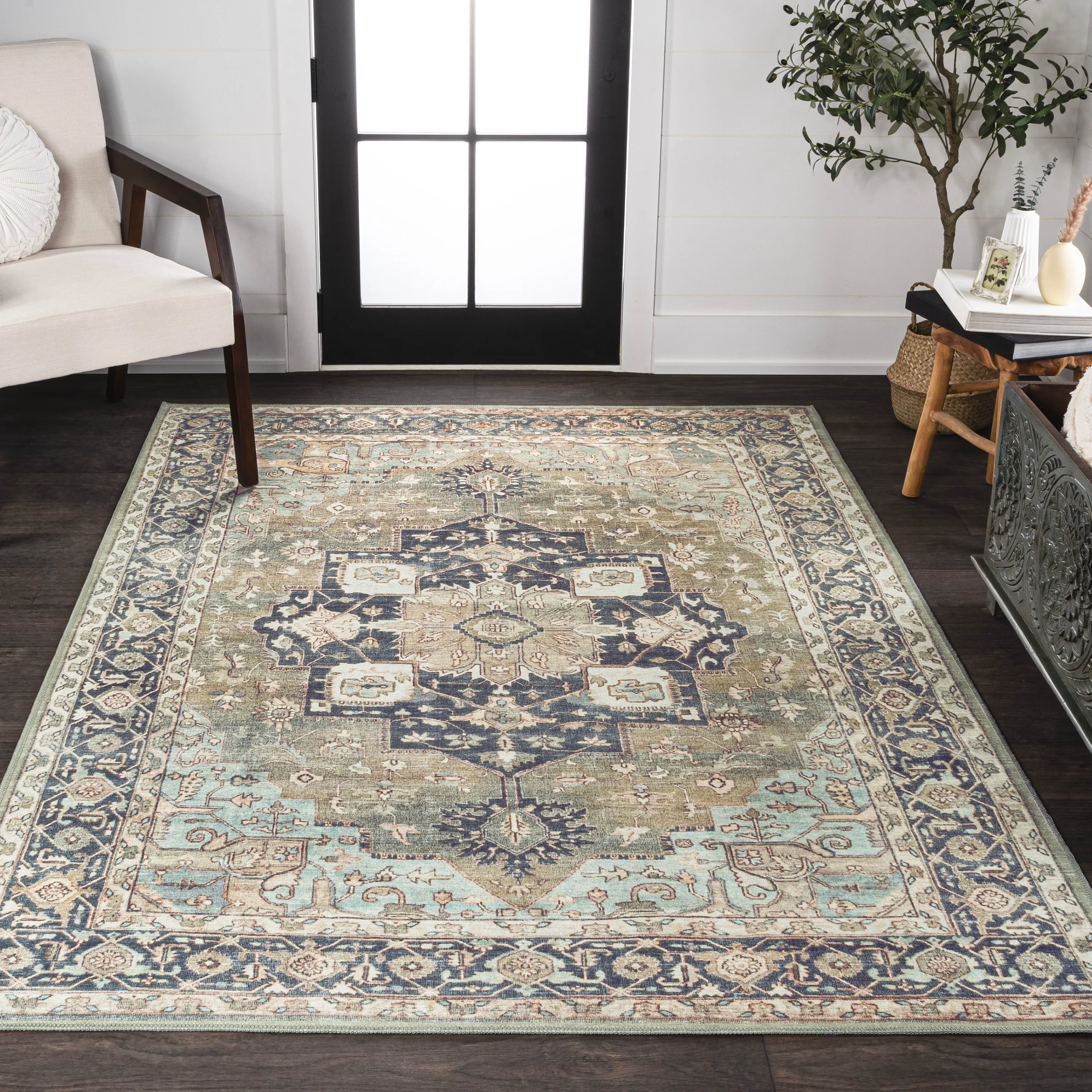 JONATHAN Y Marrakesh Ornate Medallion Machine Washable Area Rug